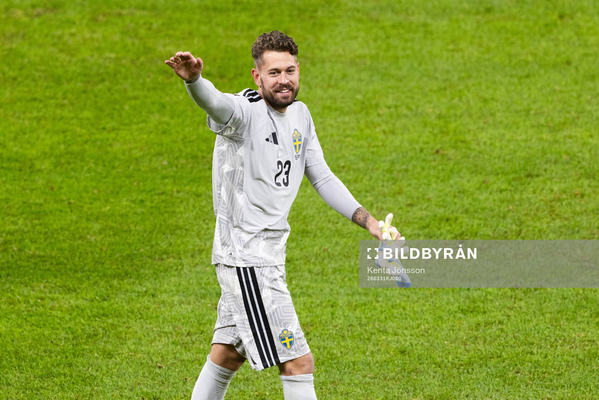 goalkeeper Kristoffer Nordfeldt of Sweden celebrates
