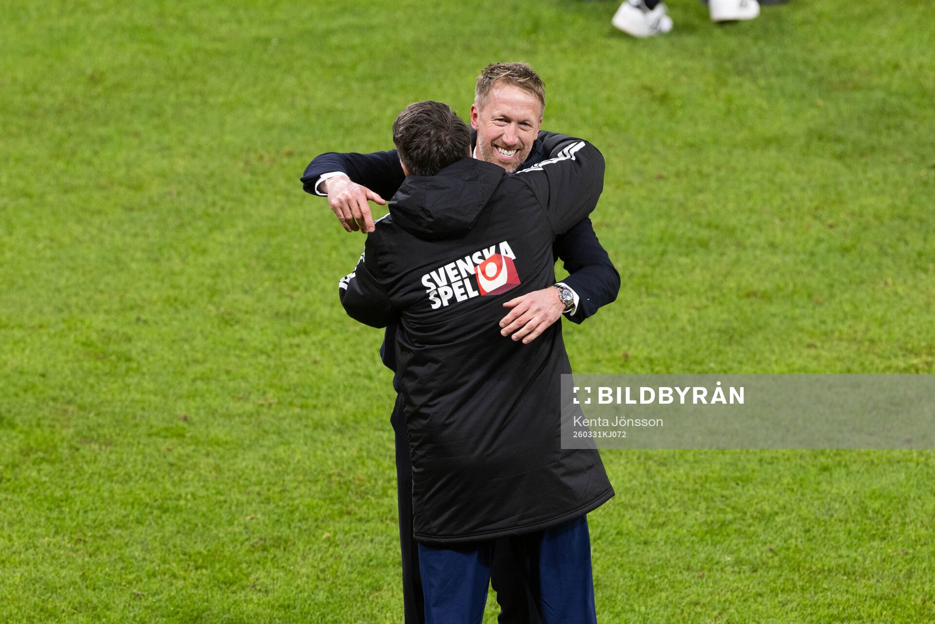 Head coach Graham Potter of Sweden celebrates