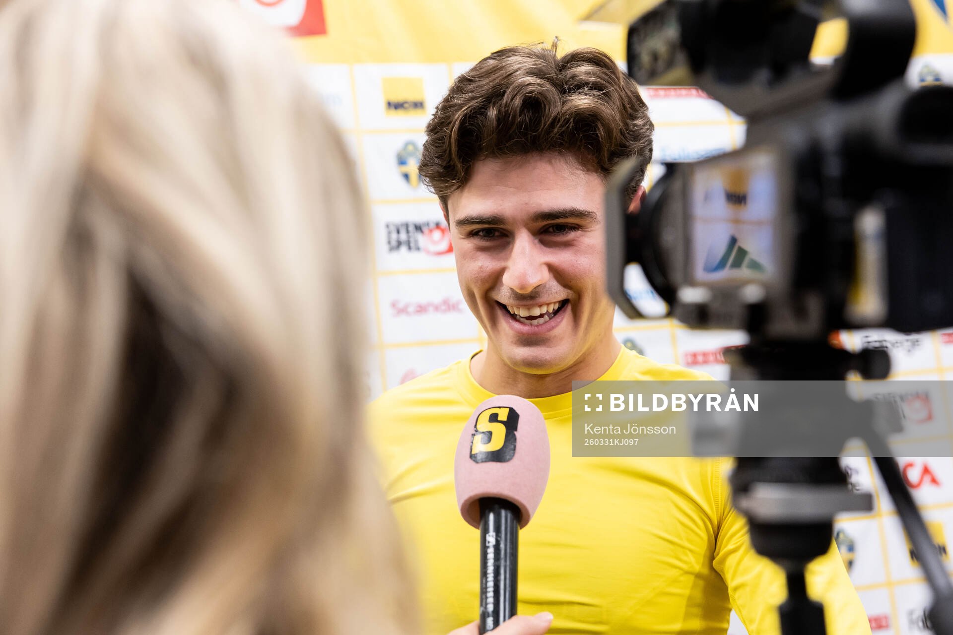 Besfort Zeneli of Sweden is being interviewed