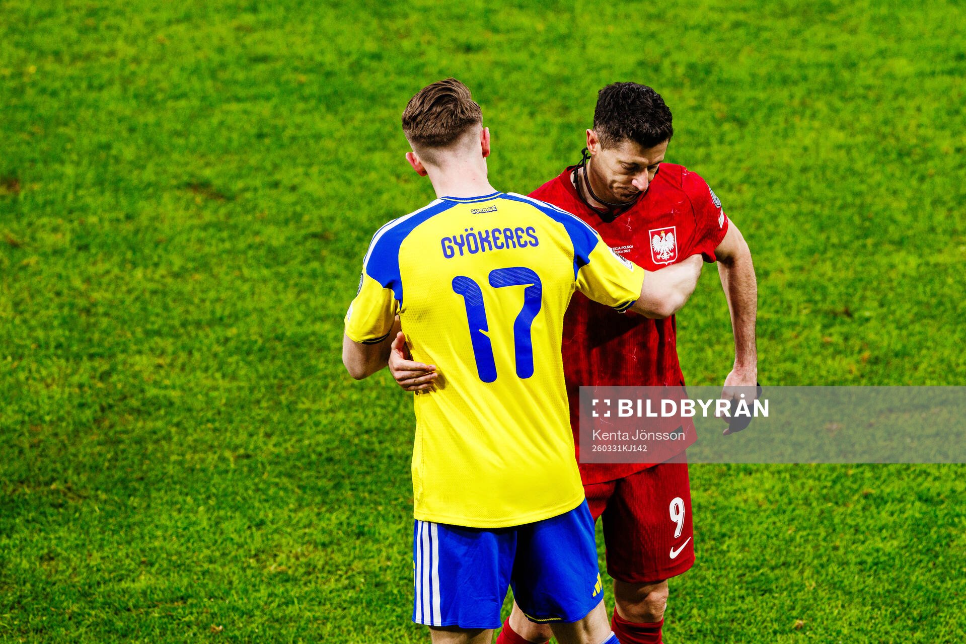 Viktor Gyökeres of Sweden and Robert Lewandowski of Poland