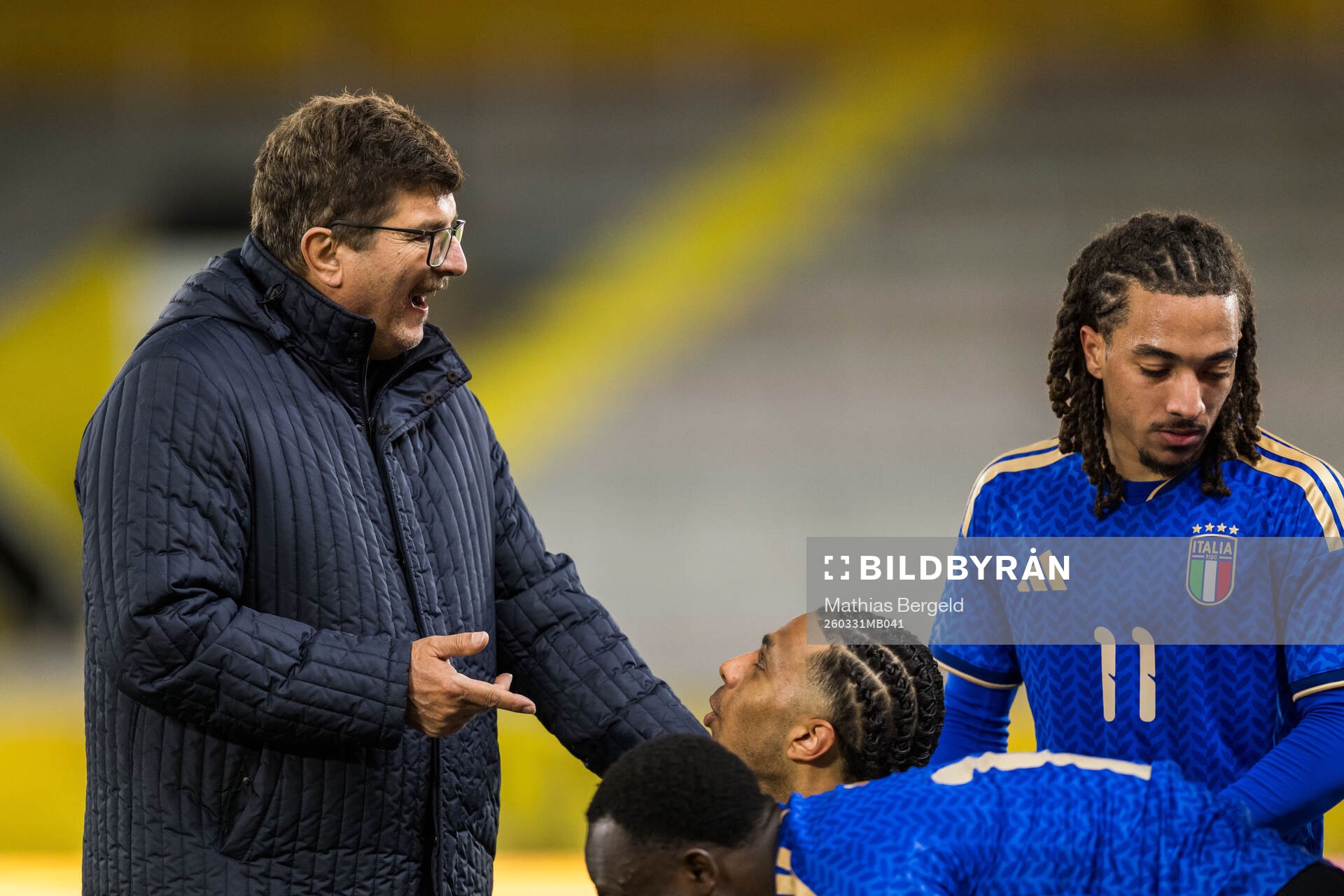 Head coach Silvio Baldini, Cher Ndour and Luca Koleosho of
