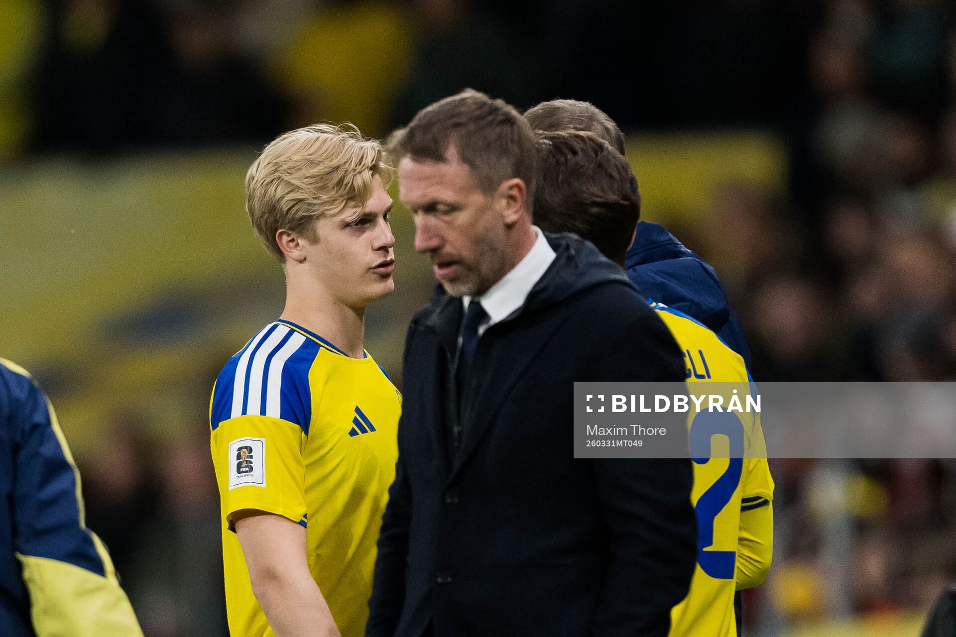 Lucas Bergvall of Sweden and head coach Graham Potter of