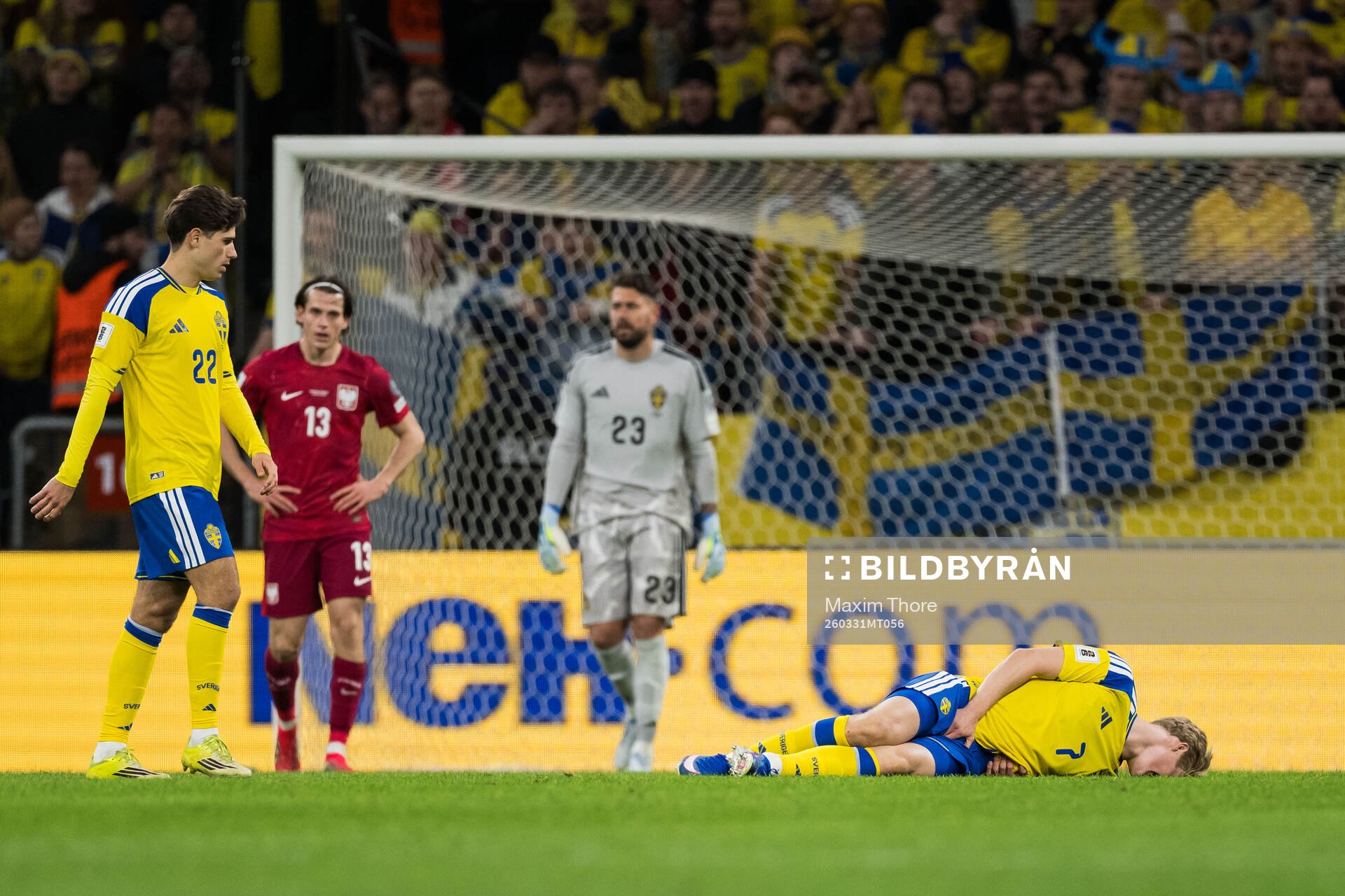 Lucas Bergvall of Sweden in pain