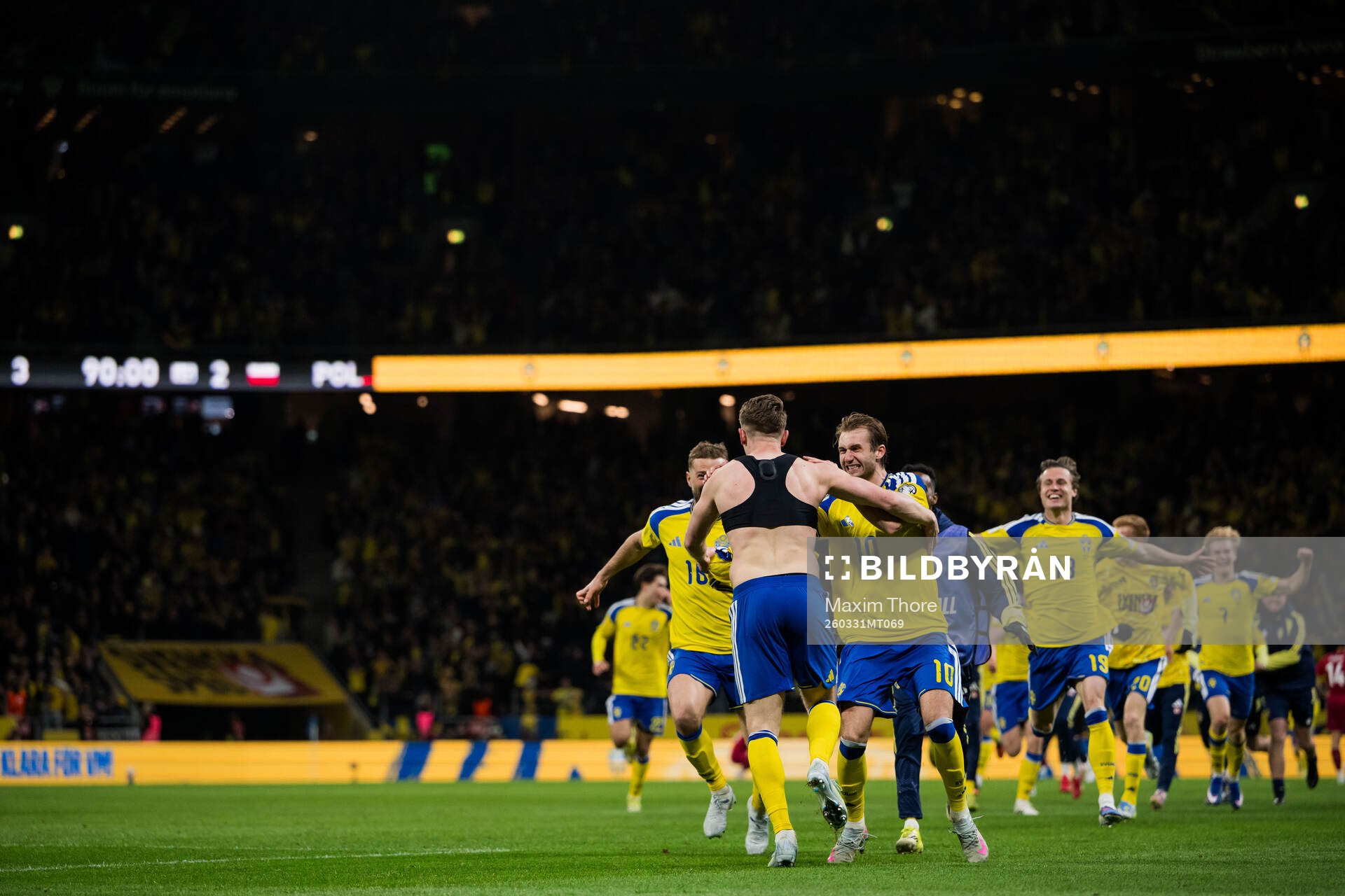 Viktor Gyökeres and Benjamin Nygren of Sweden celebrate