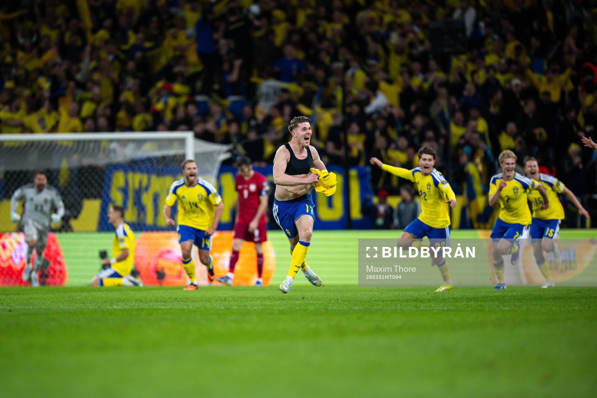 Viktor Gyökeres of Sweden celebrates
