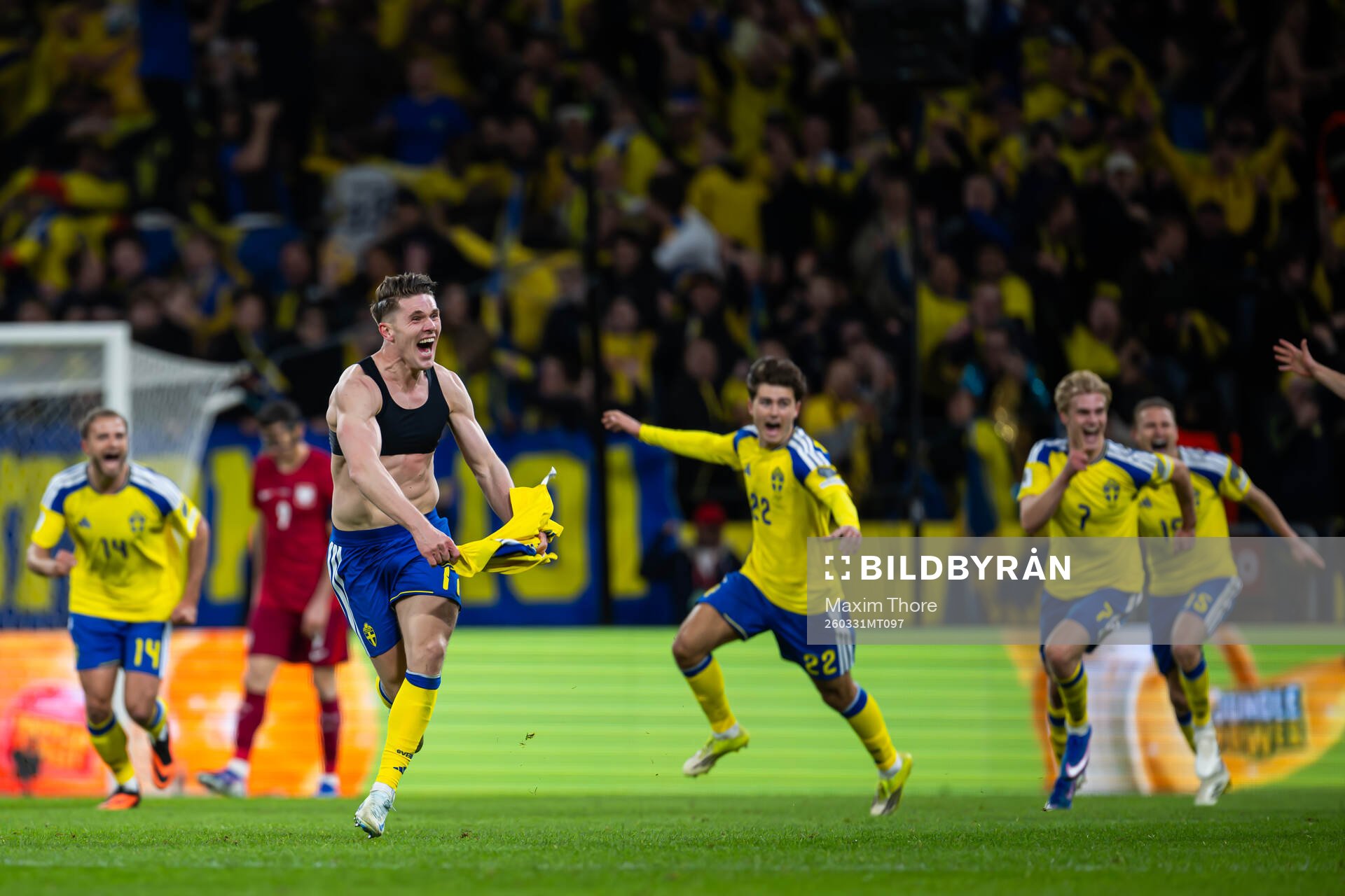 Viktor Gyökeres of Sweden celebrates