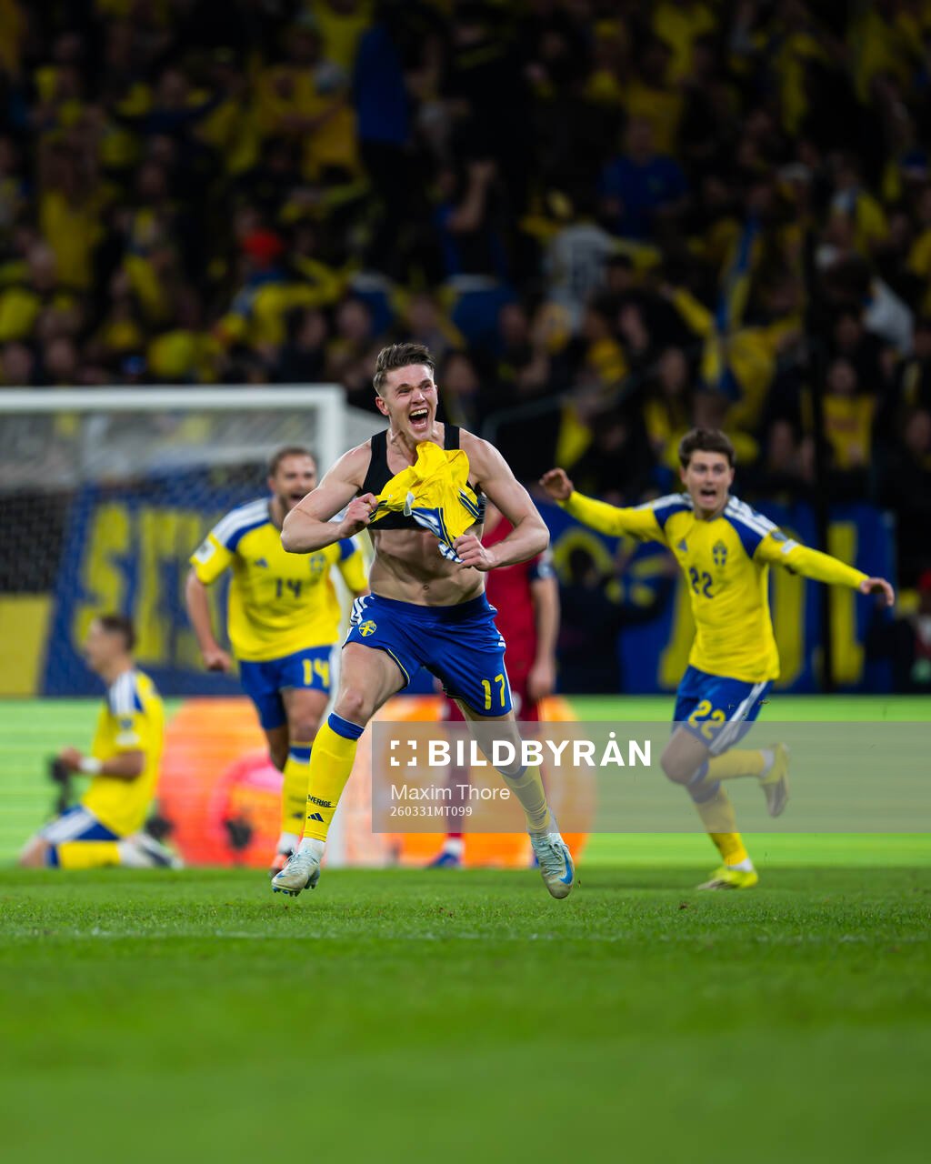 Viktor Gyökeres of Sweden celebrates