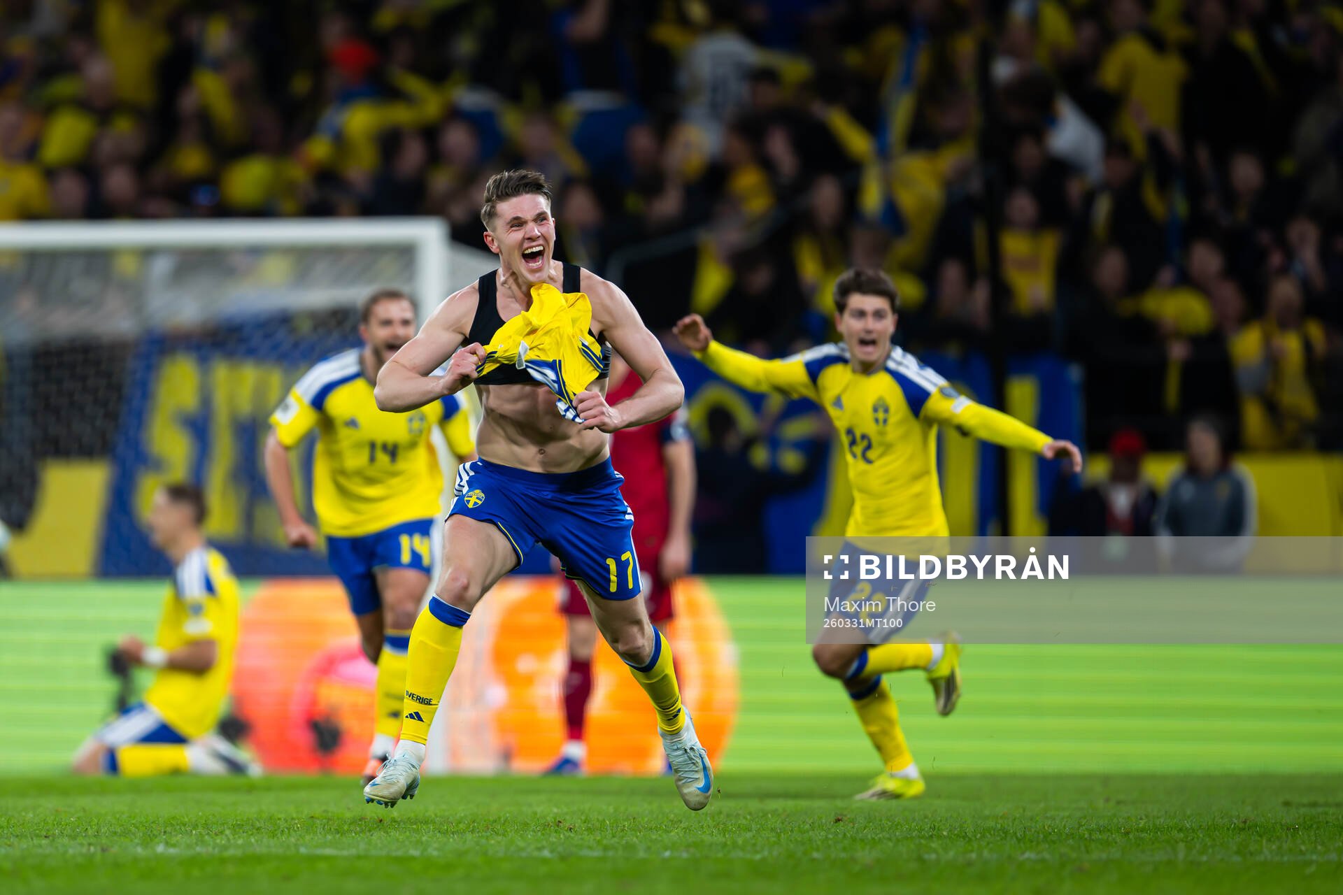 Viktor Gyökeres of Sweden celebrates