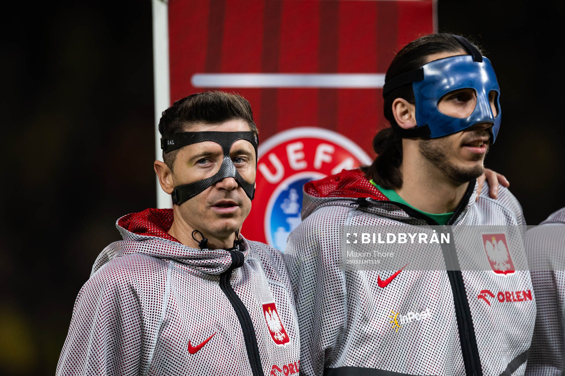 Robert Lewandowski of Poland at line up