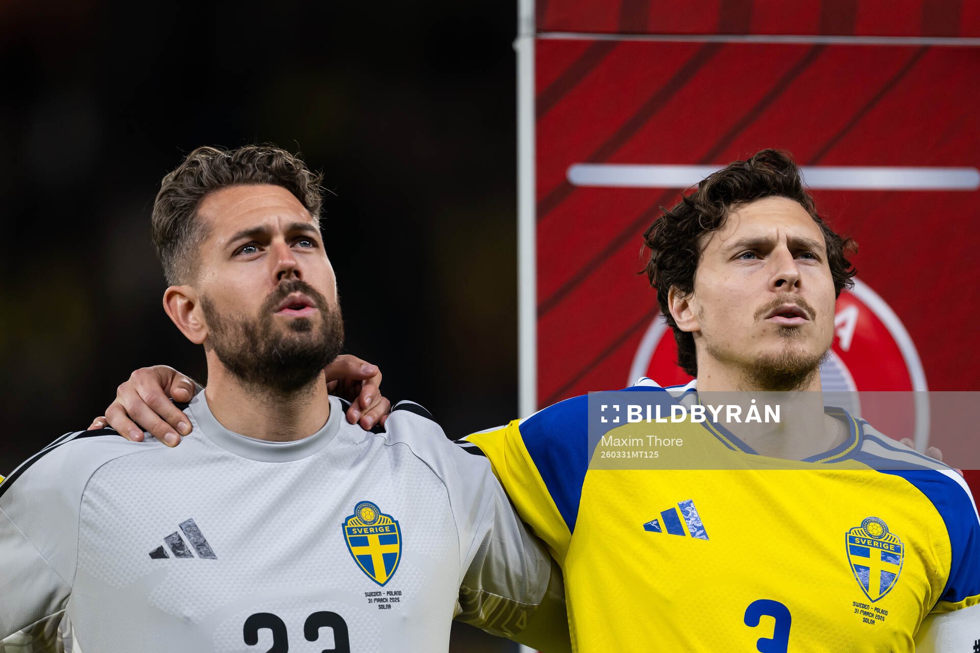 Goalkeeper Kristoffer Nordfeldt and Victor Nilsson