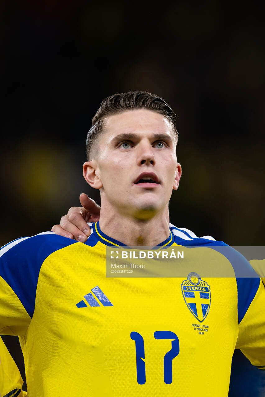Viktor Gyökeres of Sweden at line up