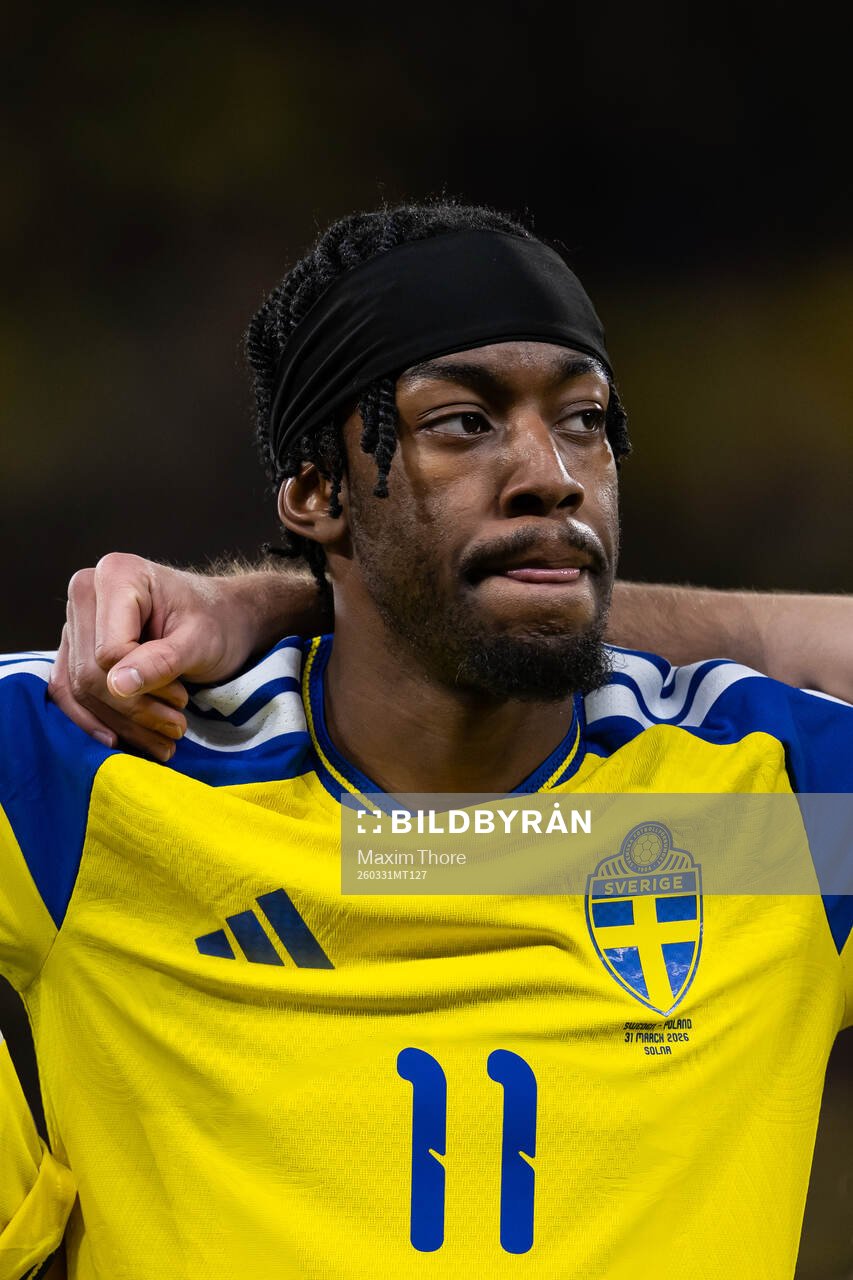 Anthony Elanga of Sweden at line up