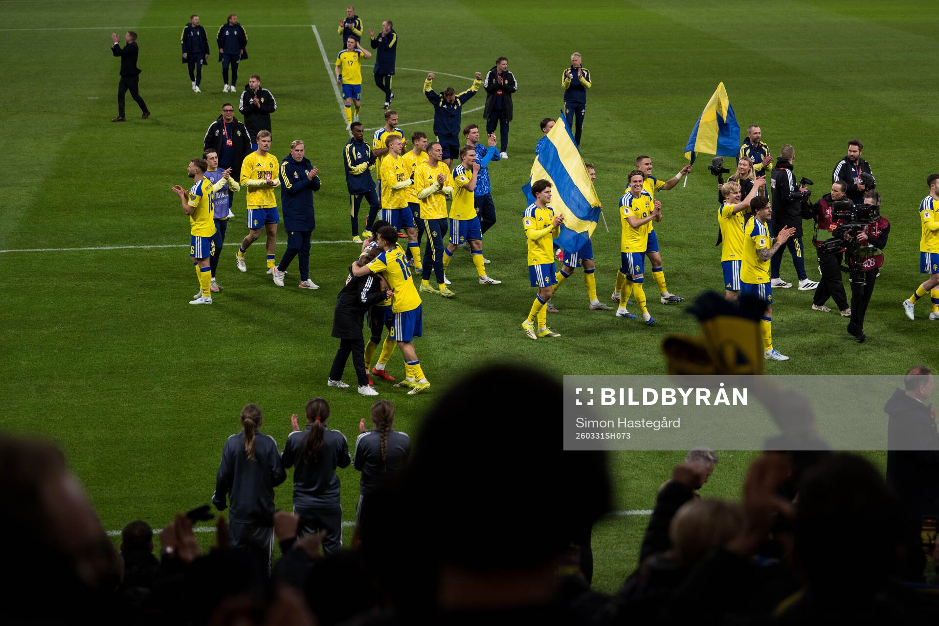 Players of Sweden celebrate