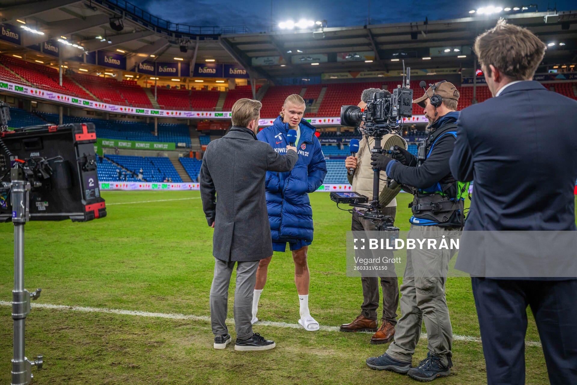 Erling Braut Haaland of Norway is being interviewed by