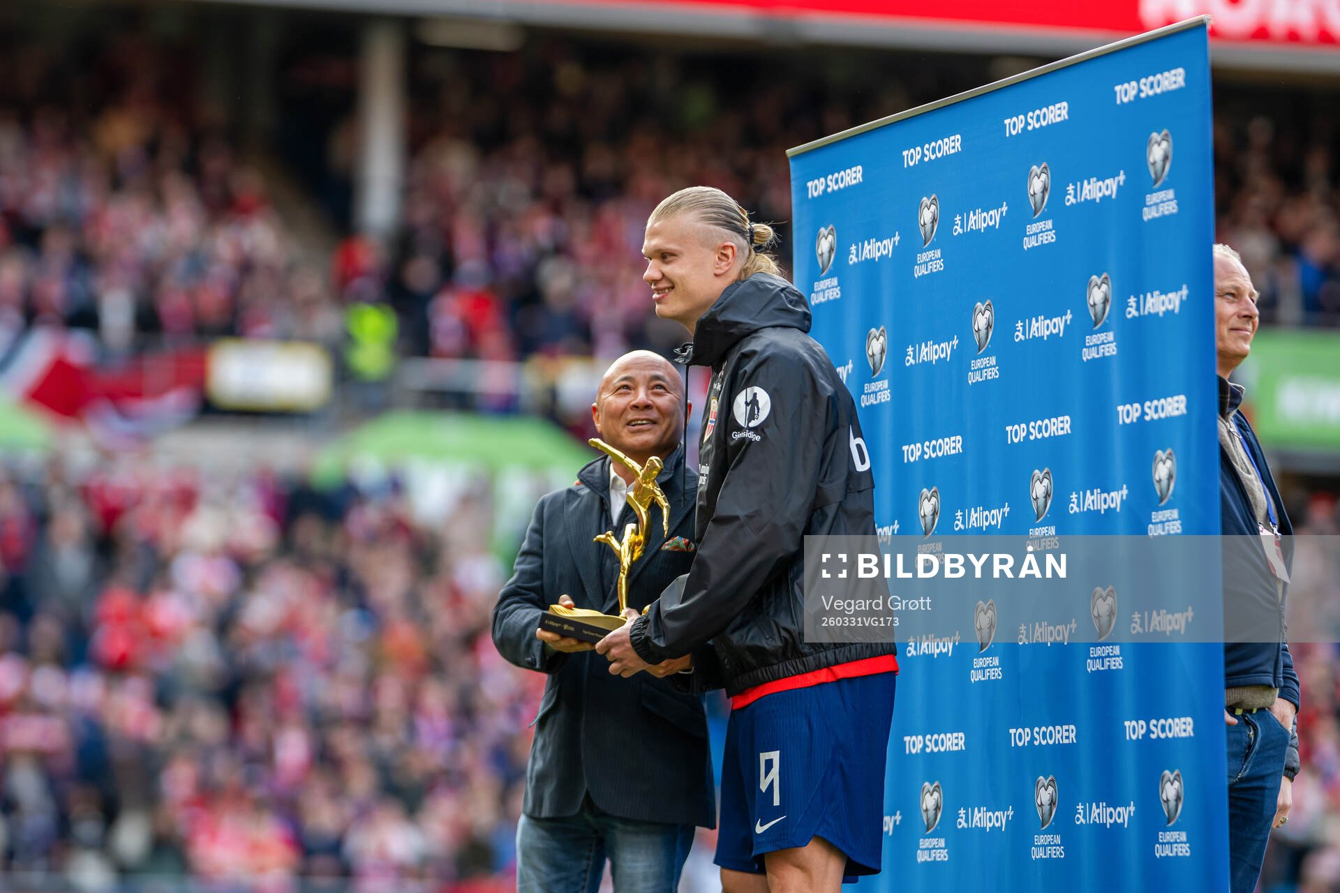 Erling Braut Haaland of Norway with a top scorer award