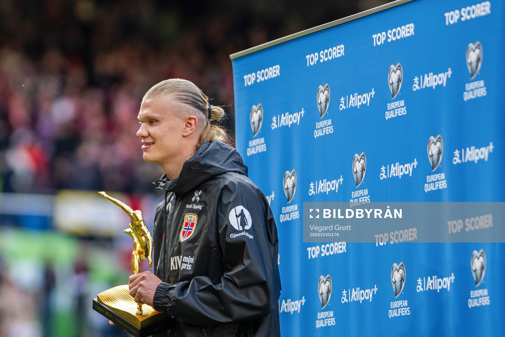 Erling Braut Haaland of Norway with a top scorer award