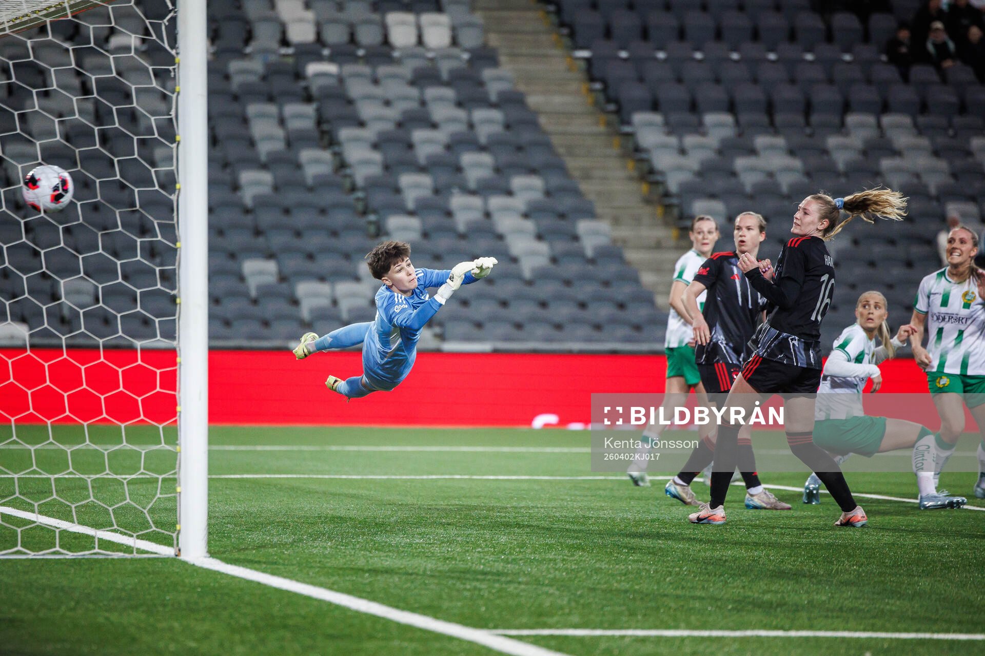 Fanny Peterson of Hammarby (not pictured) scores the 1-0