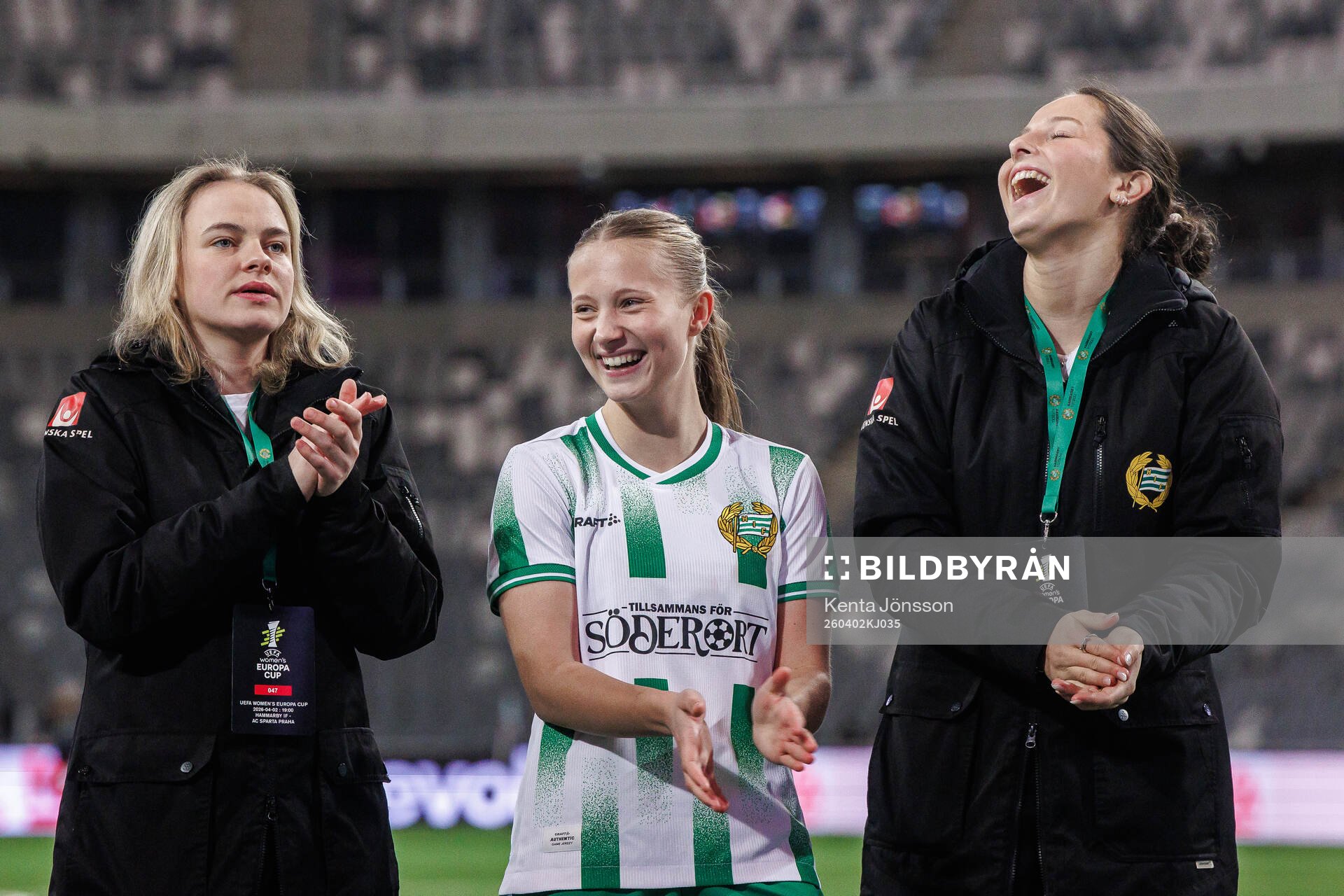 Mari Nyhagen, Fanny Peterson and Stella Maiquez of Hammarby