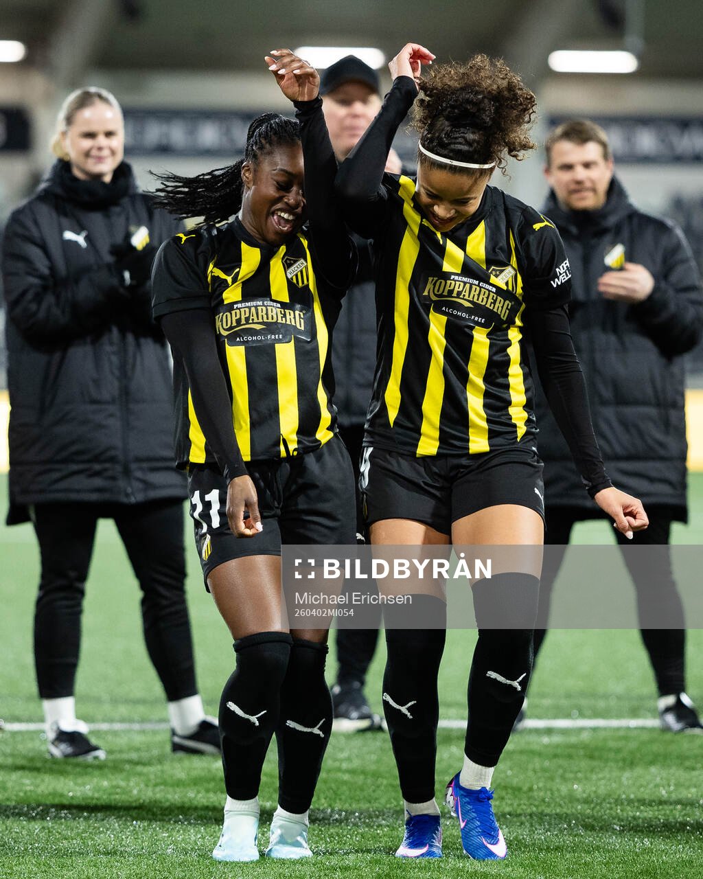 Monica Jusu Bah and Felicia Schröder of Häcken celebrate
