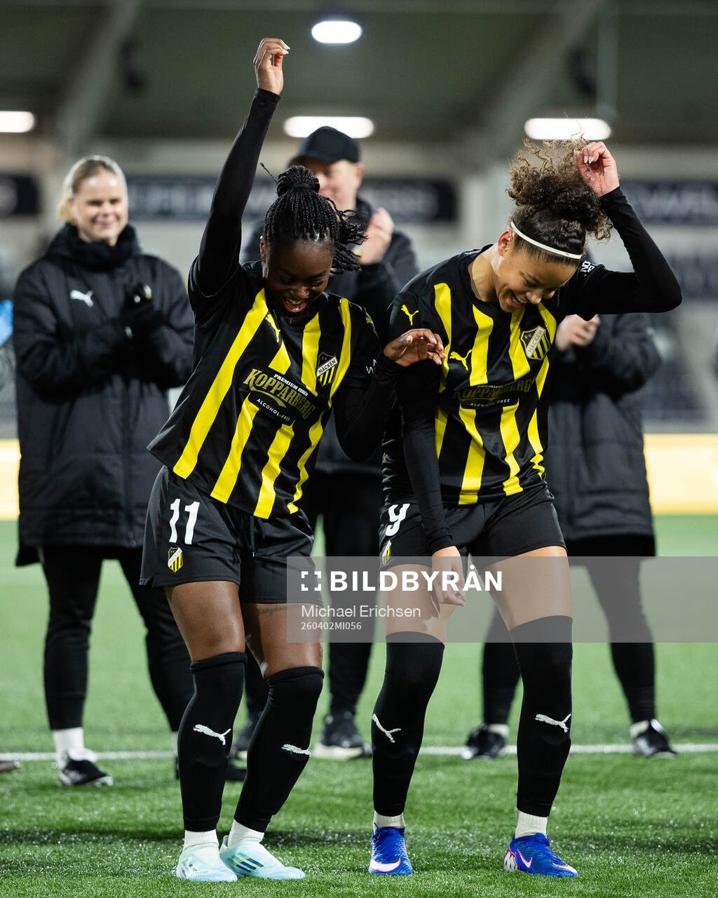Monica Jusu Bah and Felicia Schröder of Häcken celebrate