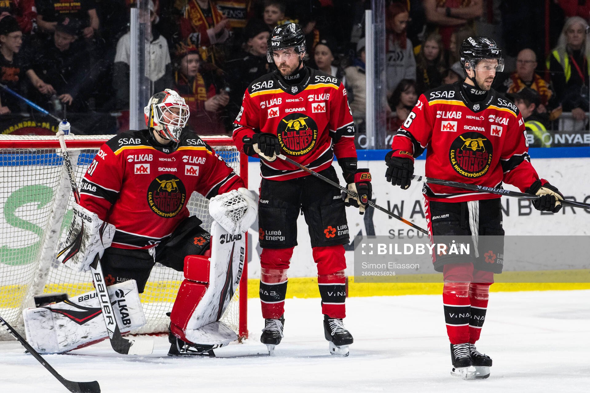 Luleås målvakt Matteus Ward, Oscar Engsund och Mathias