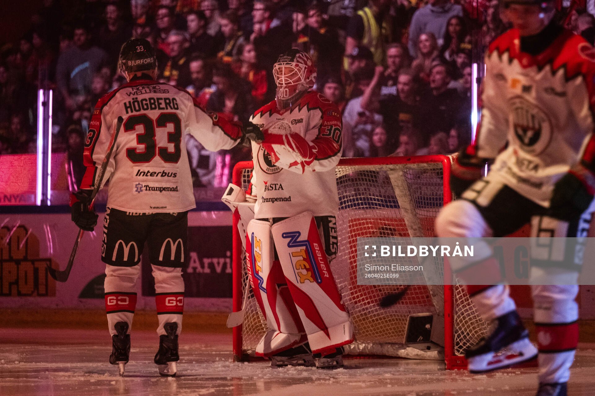 Frölundas Linus Högberg och målvakt Tobias Normann