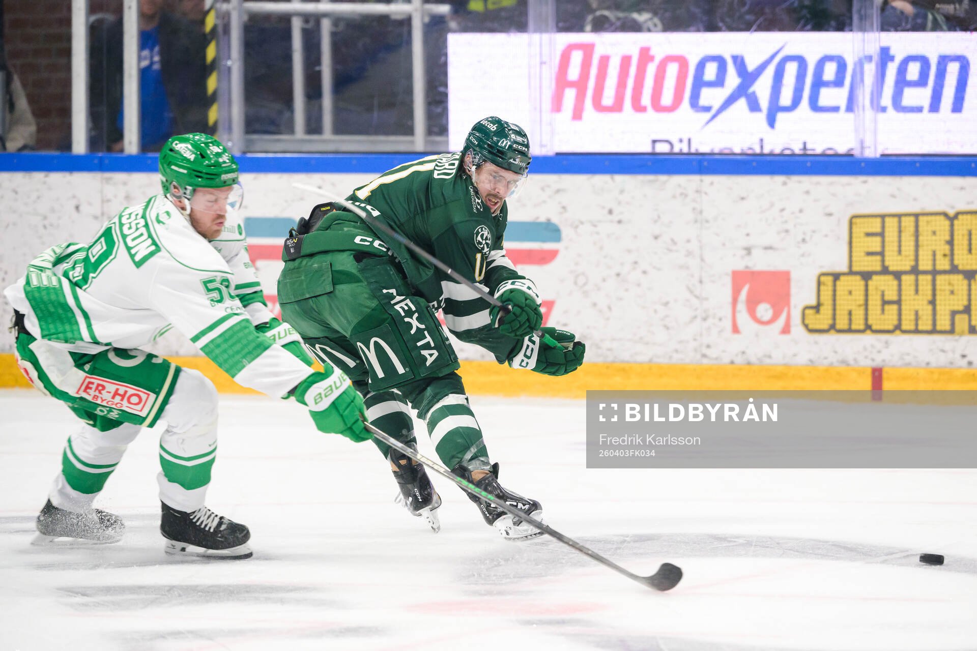 Rögles Filip Johansson och Färjestads Joakim Nygård