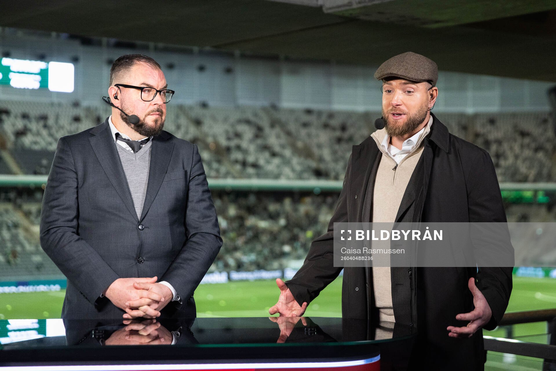 Alexander Axén och John Guidetti, kommentatorer i TV4