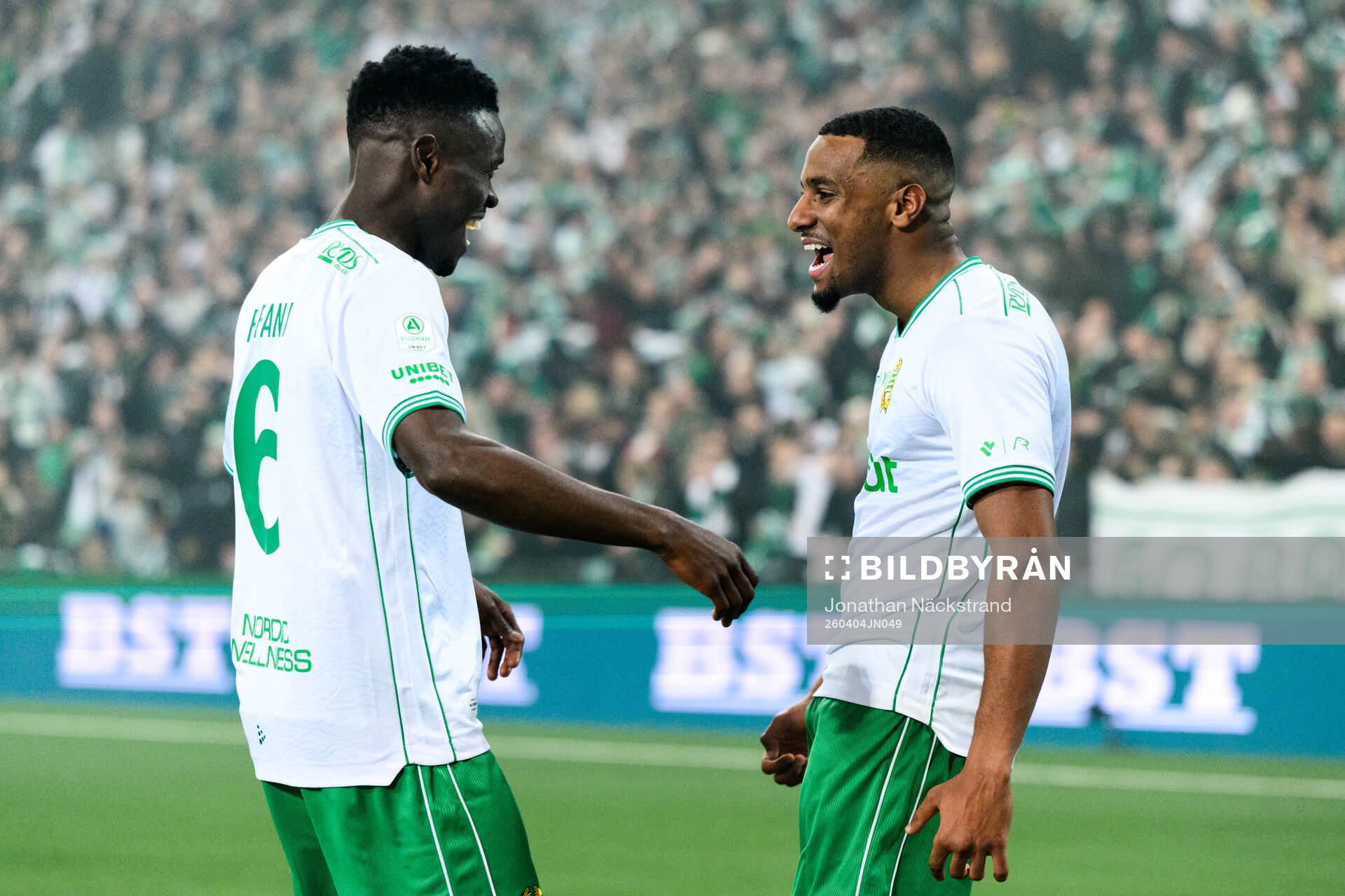 Hammarbys Ibrahima Breze Fofana och Paulos Abraham jublar