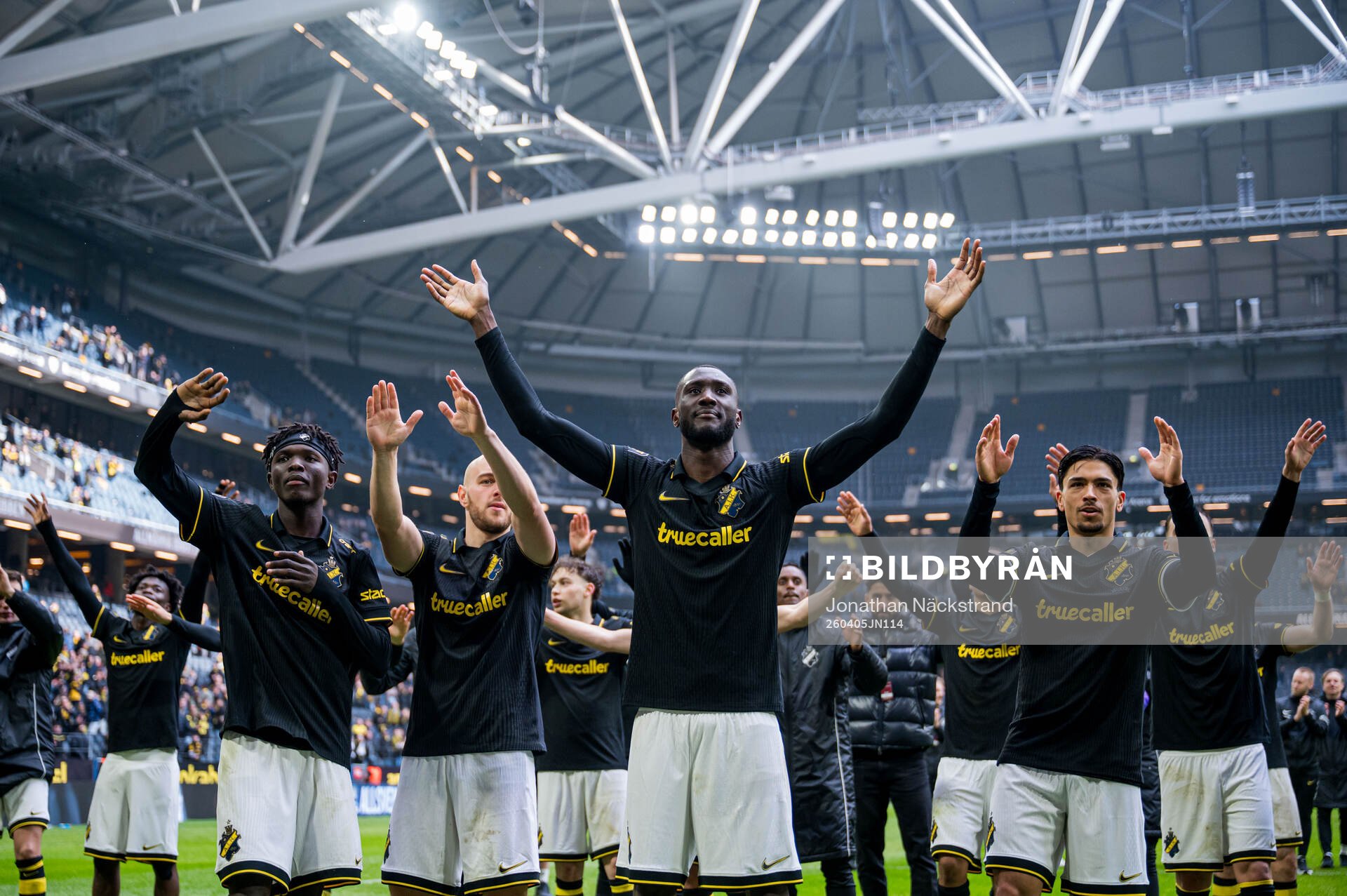 AIKs Zadok Yohanna, Ibrahim Cisse och Lukas Bergquist jublar
