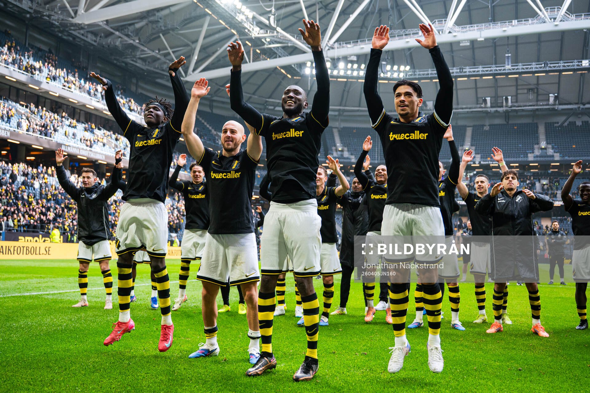 AIKs Zadok Yohanna, Ibrahim Cisse och Lukas Bergquist jublar