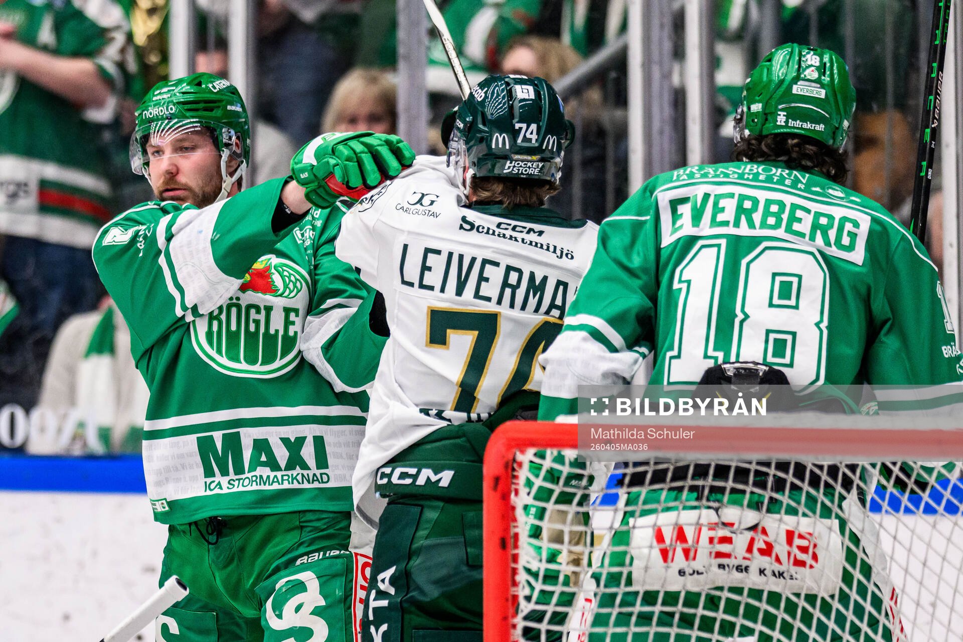 Rögles Linus Sandin och Färjestads Nick Leivermann