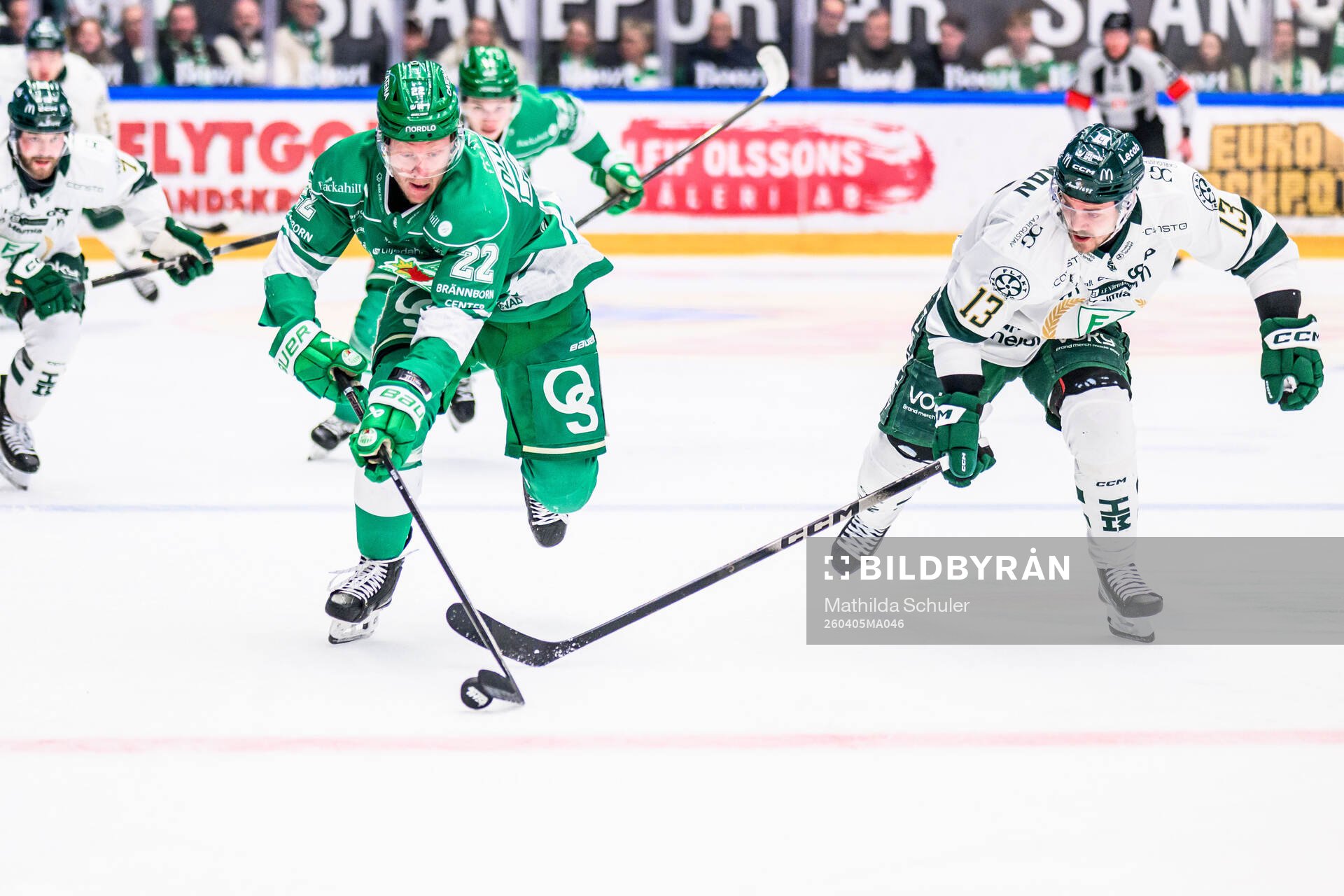 Rögles Fredrik Olofsson och Färjestads Joel Kellman