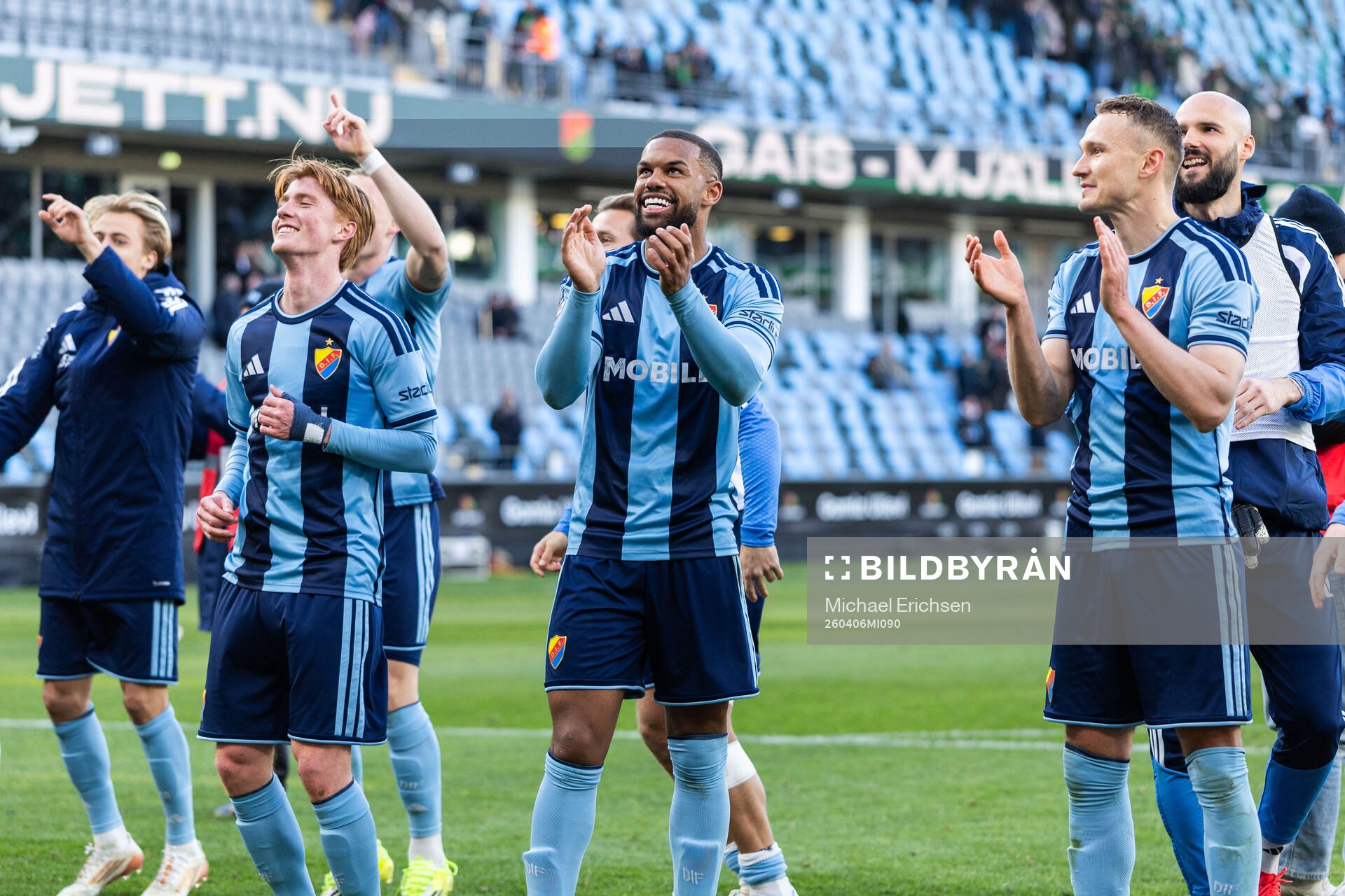 Djurgårdens Peter Langhoff, Leon Hien och Piotr Johansson