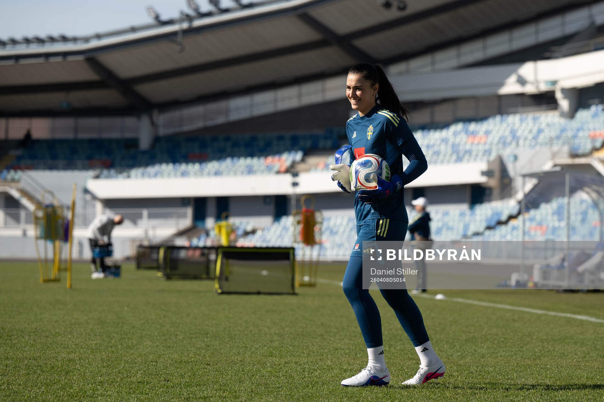 Goalkeeper Zecira Musovic  of Sweden at a training session