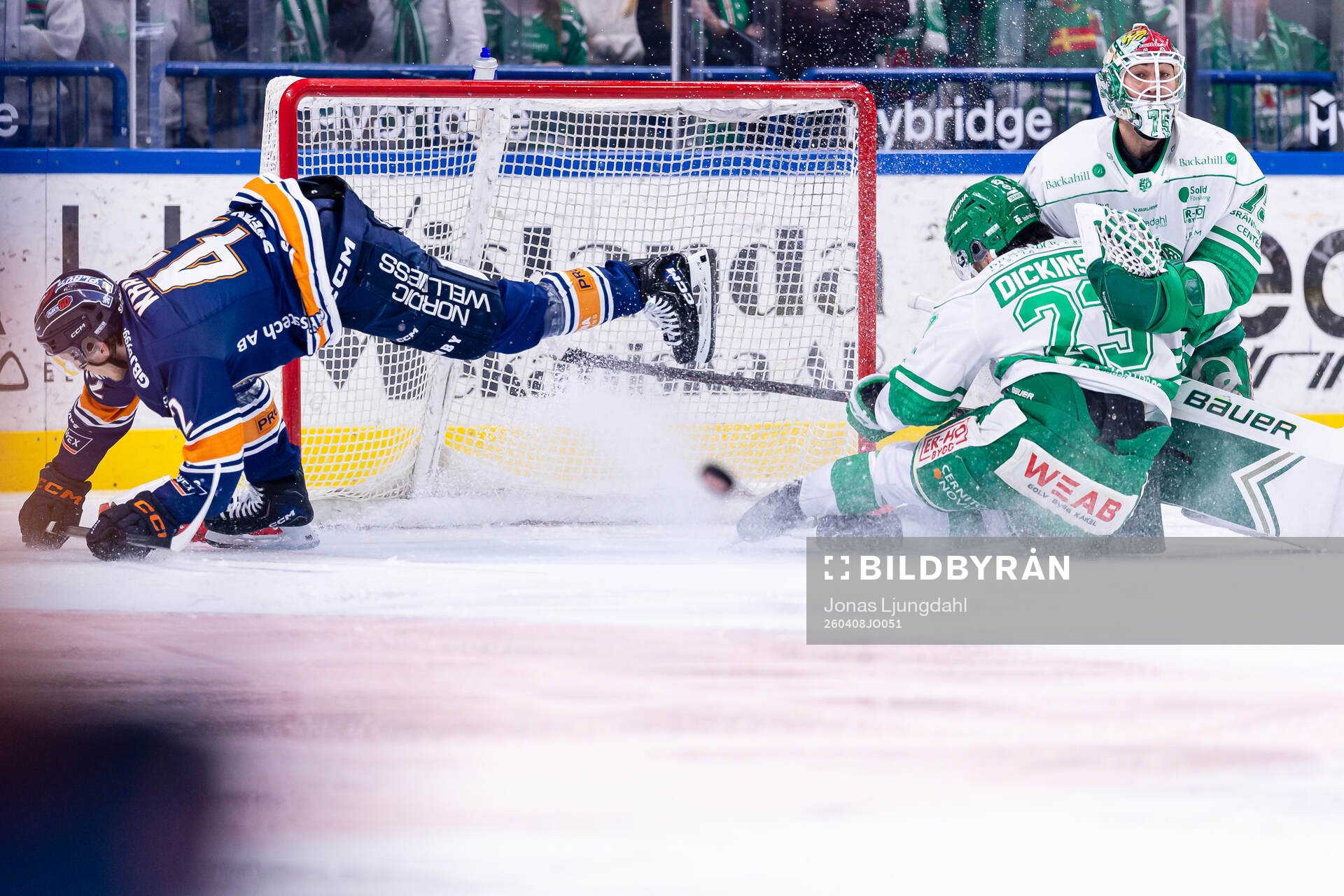 Växjös Kalle Kratz, Rögles Josh Dickinson och målvakt