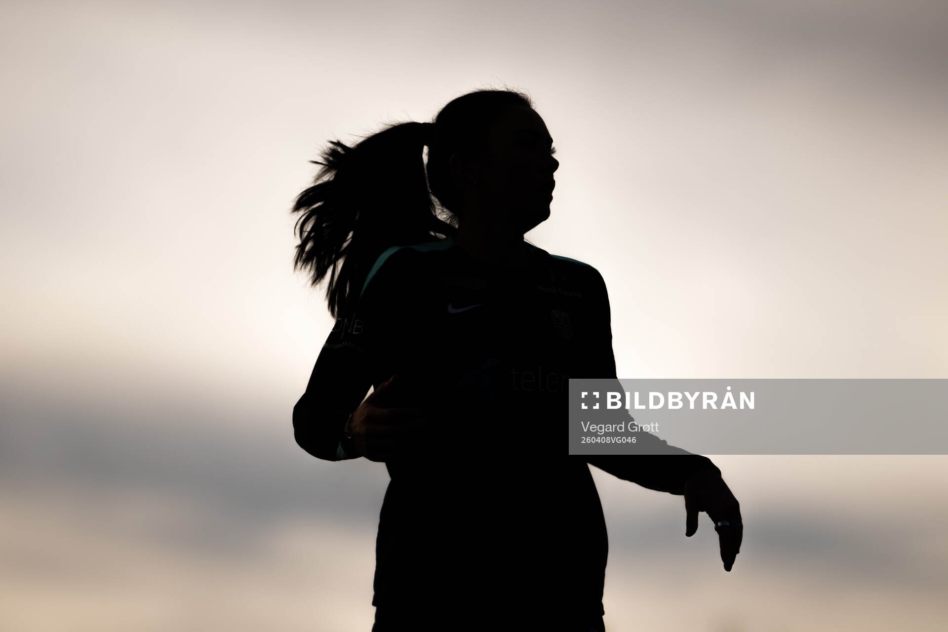 The silhouette of Ingrid Syrstad Engen of the Norwegian