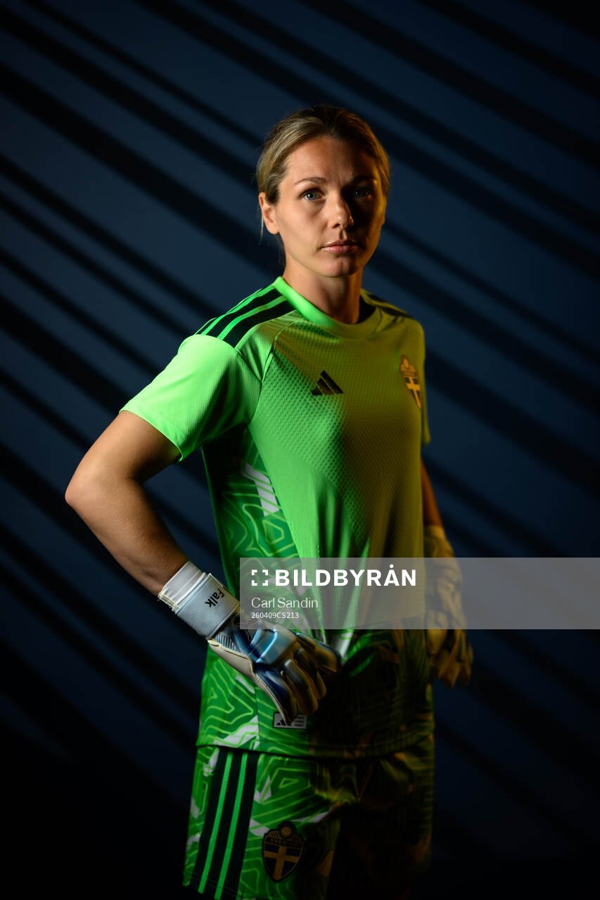 Goalkeeper Jennifer Falk of the Swedish women's national