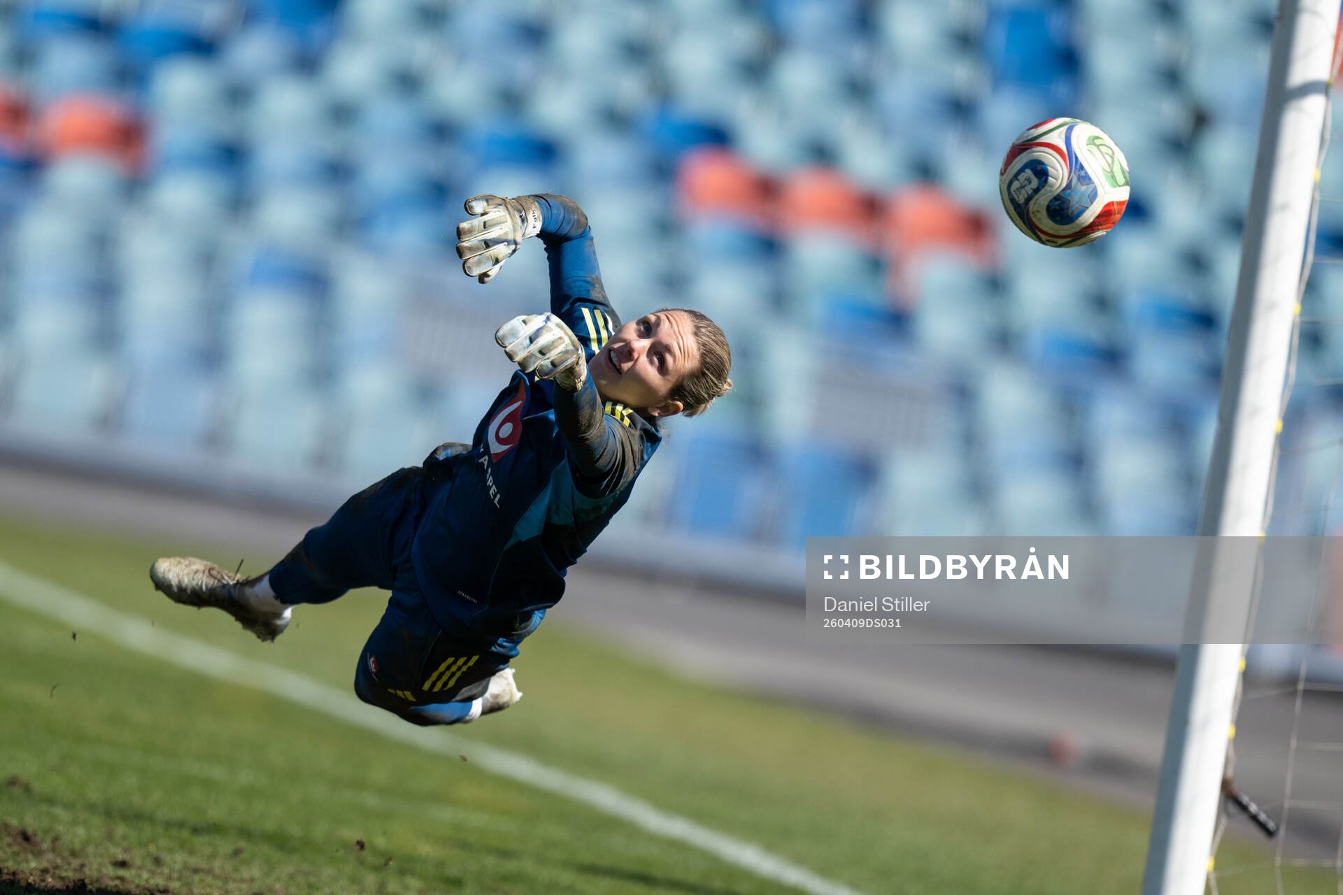 Goalkeeper Jennifer Falk at a training session with the
