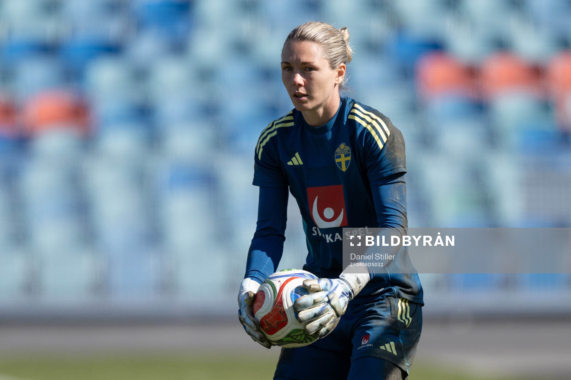 Goalkeeper Jennifer Falk at a training session with the