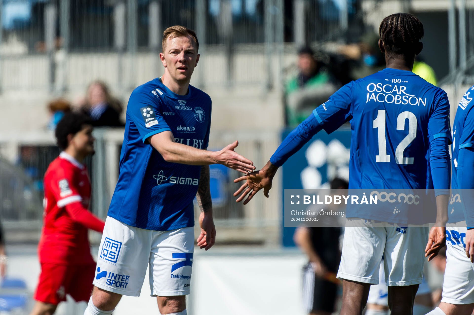 Trelleborgs Jesper Modig och Prince Balde jublar