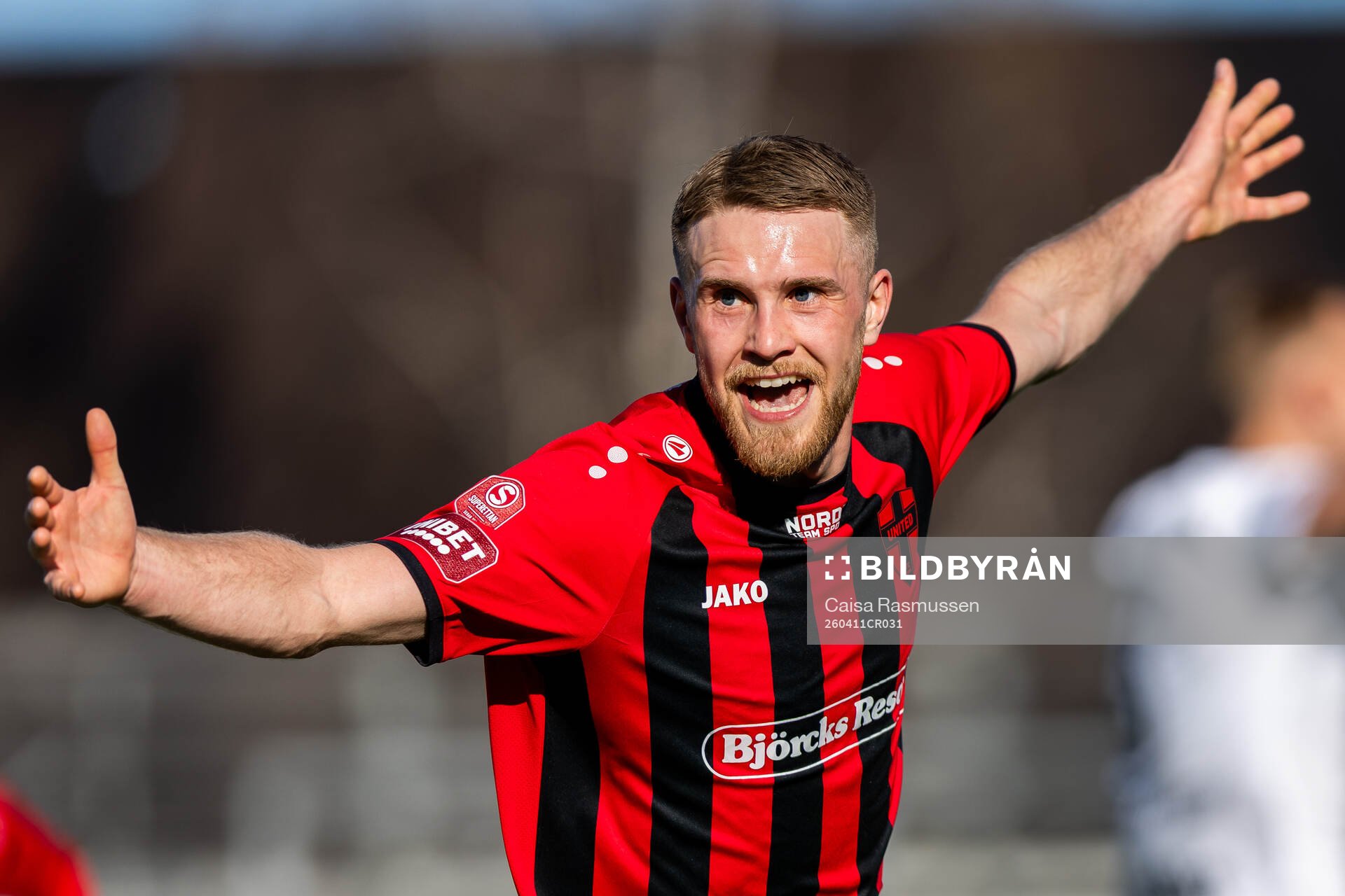 Nordic United FCs Teo Grönborg jublar