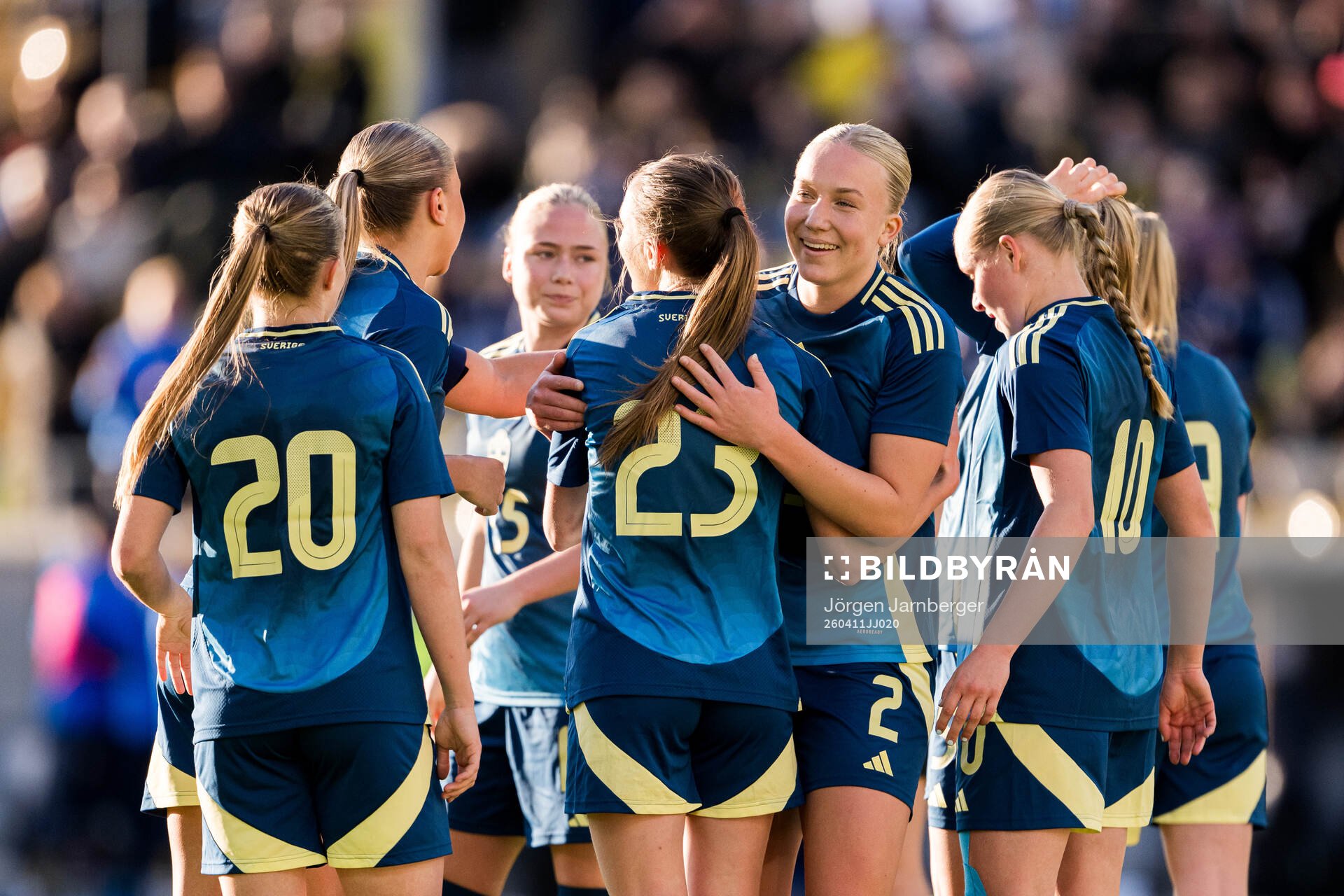 Augusta Priks of Sweden celebrates with team mates