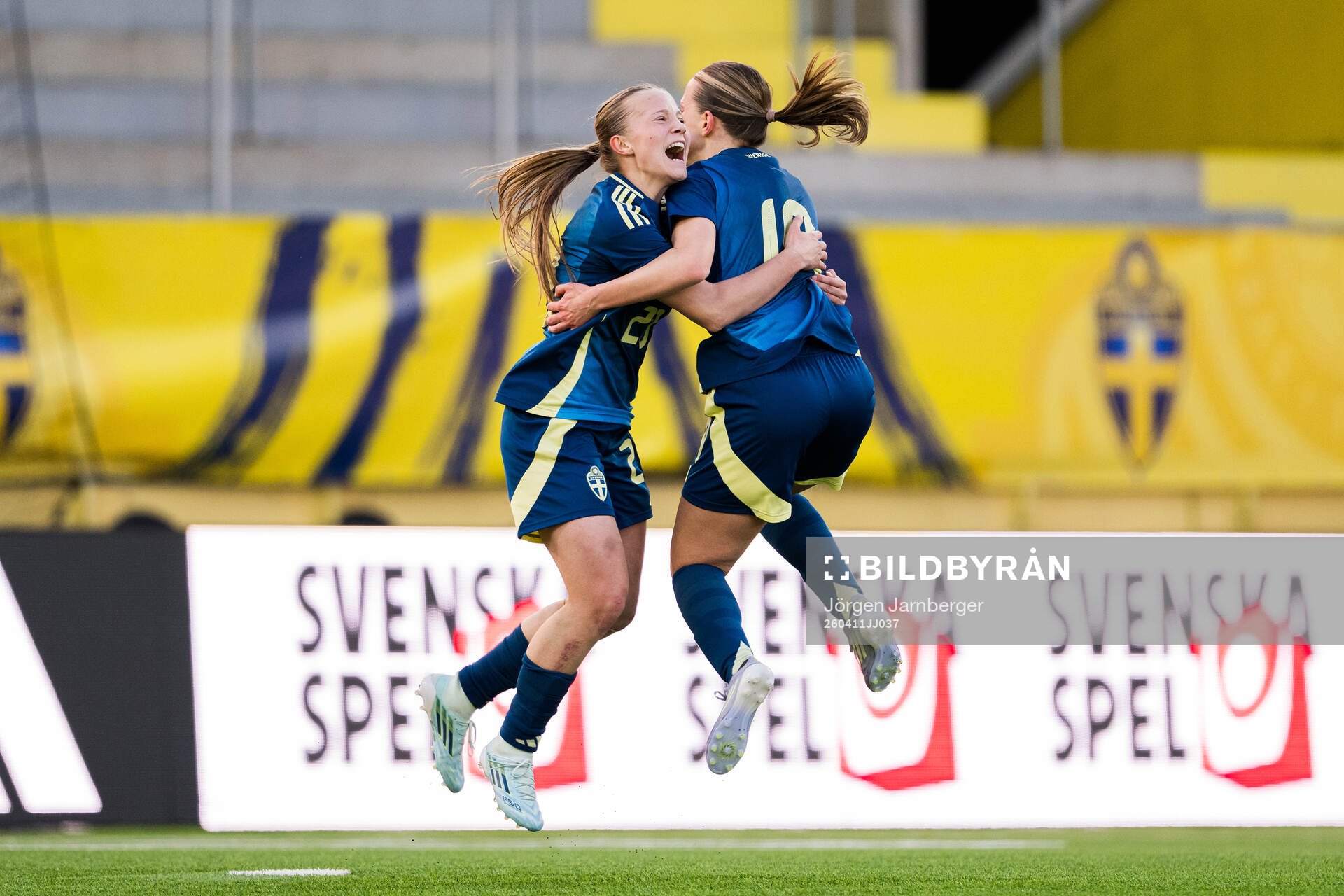 Fanny Peterson and Agnes Ekberg of Sweden celebrate
