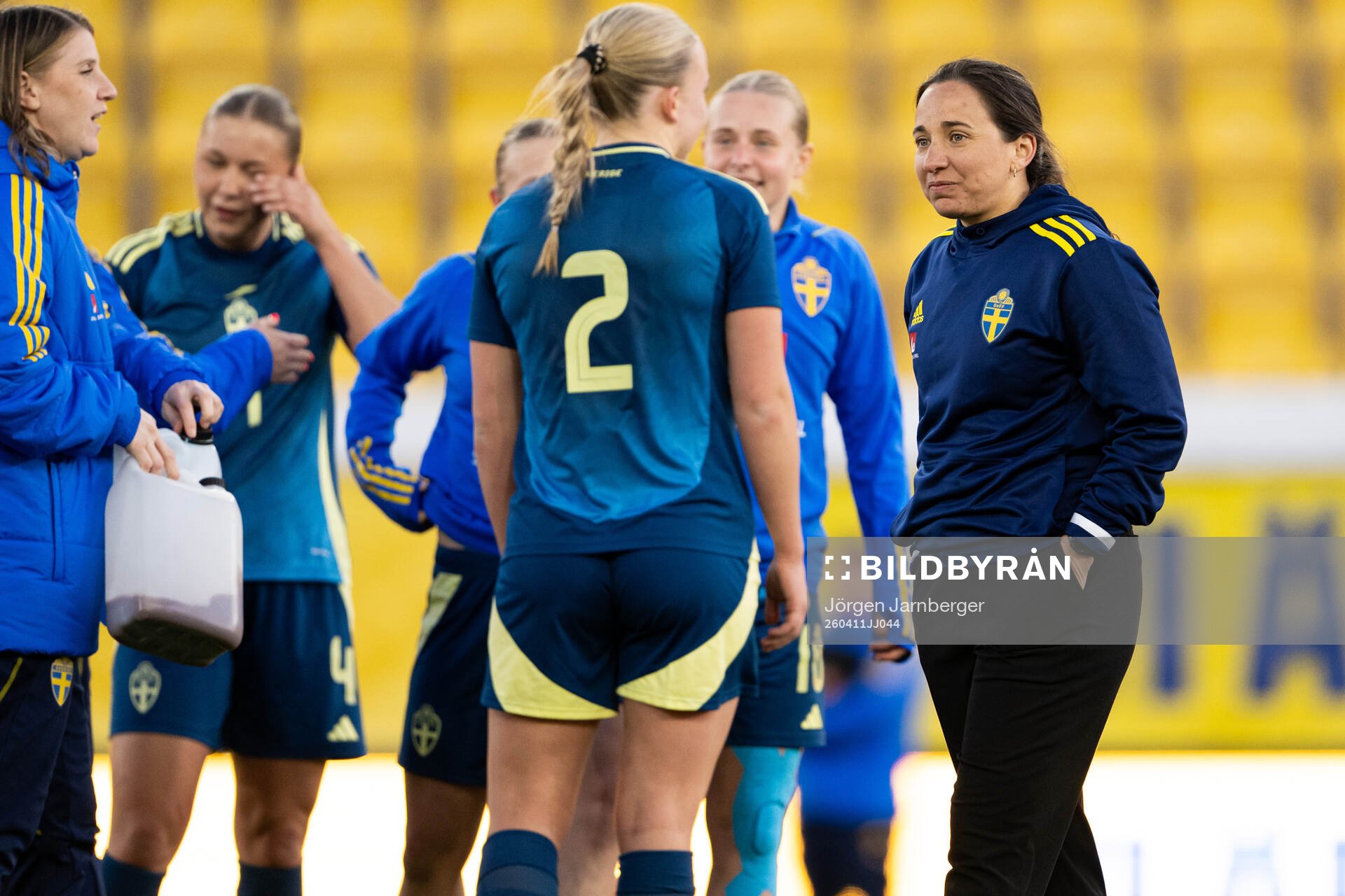 Coach Briana Campos of Sweden celebrates