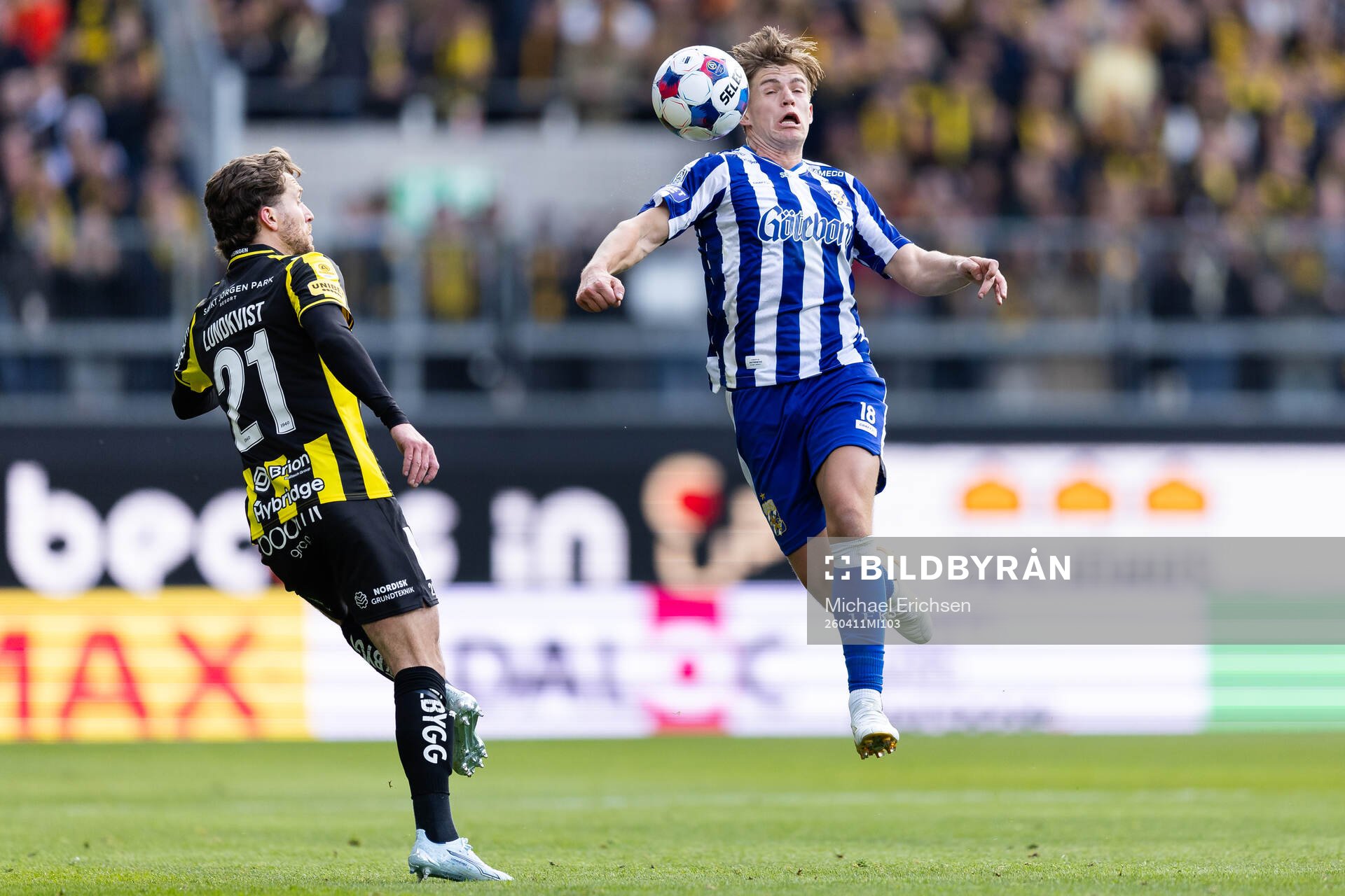 Häckens Adam Lundkvist och IFK Göteborgs Felix Eriksson