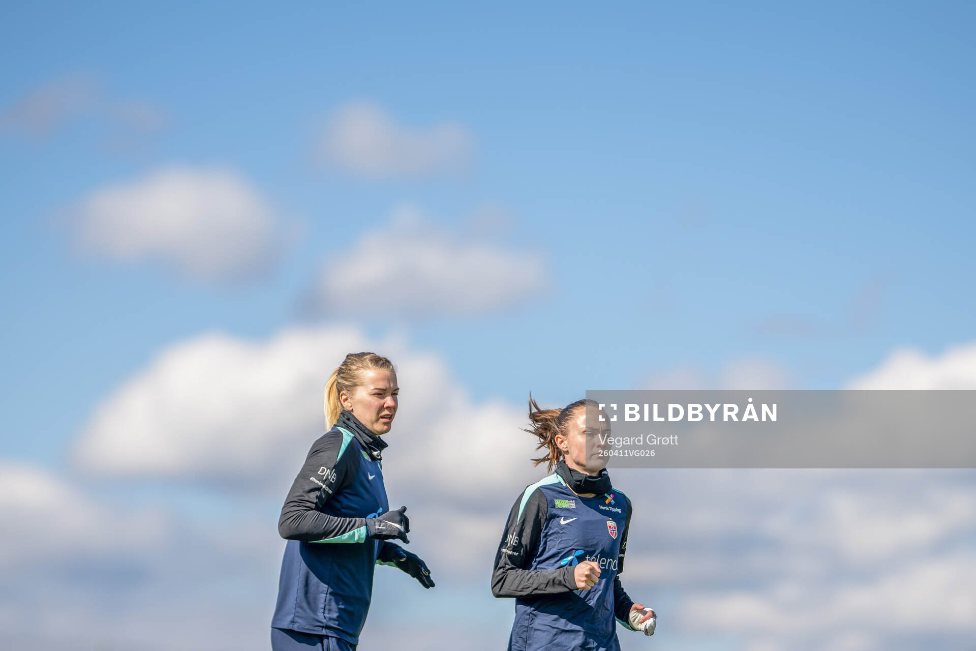 Ada Hegerberg and Caroline Graham Hansen of the Norwegian