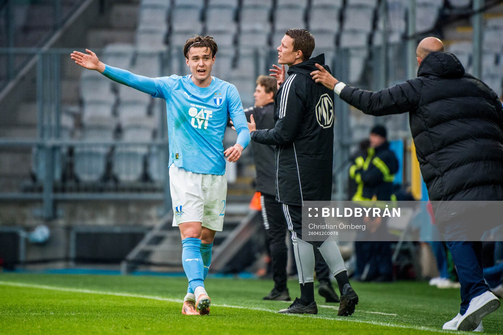 Malmö FFs Oscar Sjöstrand och tränare Miguel Angel