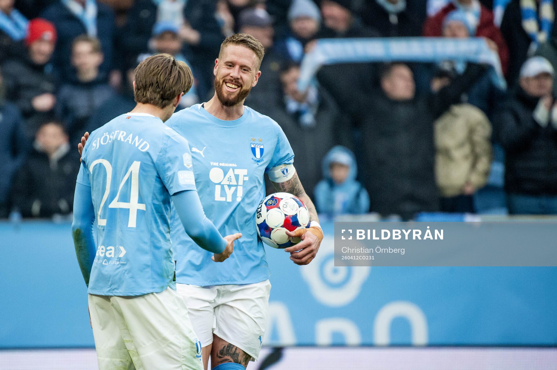 Malmö FFs Oscar Sjöstrand och Pontus Jansson jublar