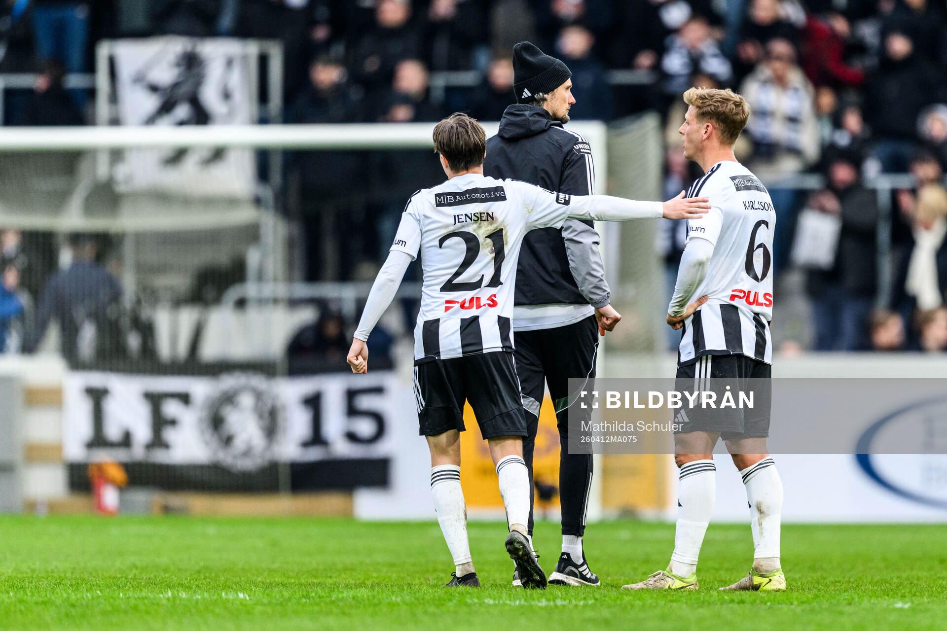 Landskronas Kevin Jensen, tränare Robin Asterhed och